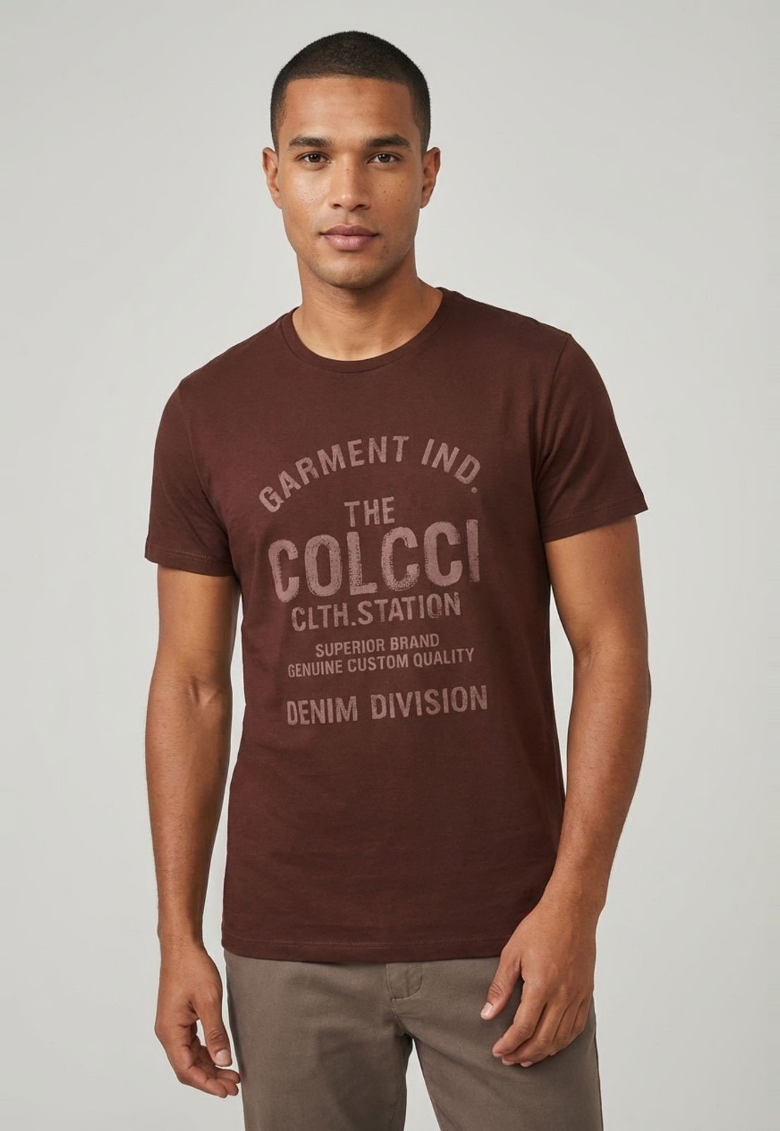 Camiseta Masculina Colcci Estampa Gráfica Marrom