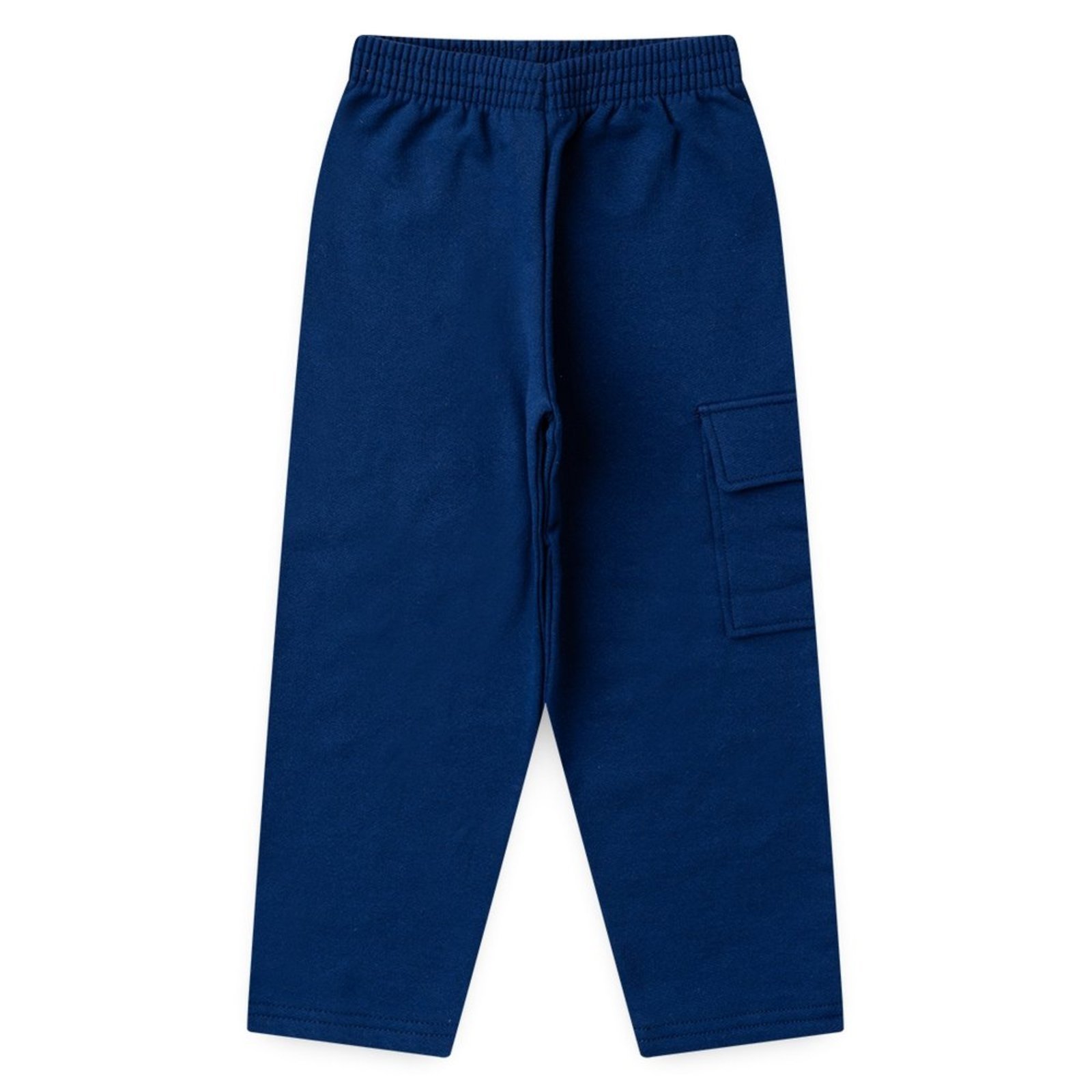 Vista 2 Infantil - Calça Inverno Menino Marinho Com Bolso Cargo Lapela em Moletom Molekada azul Molekada azul