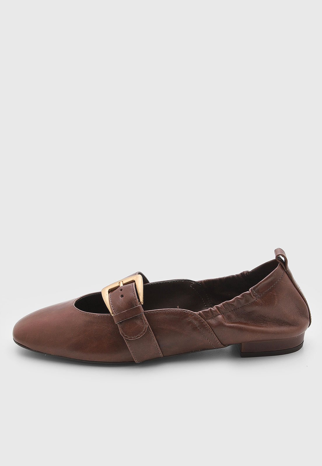 Sapatilha Feminina Arezzo Couro Fivela Marrom
