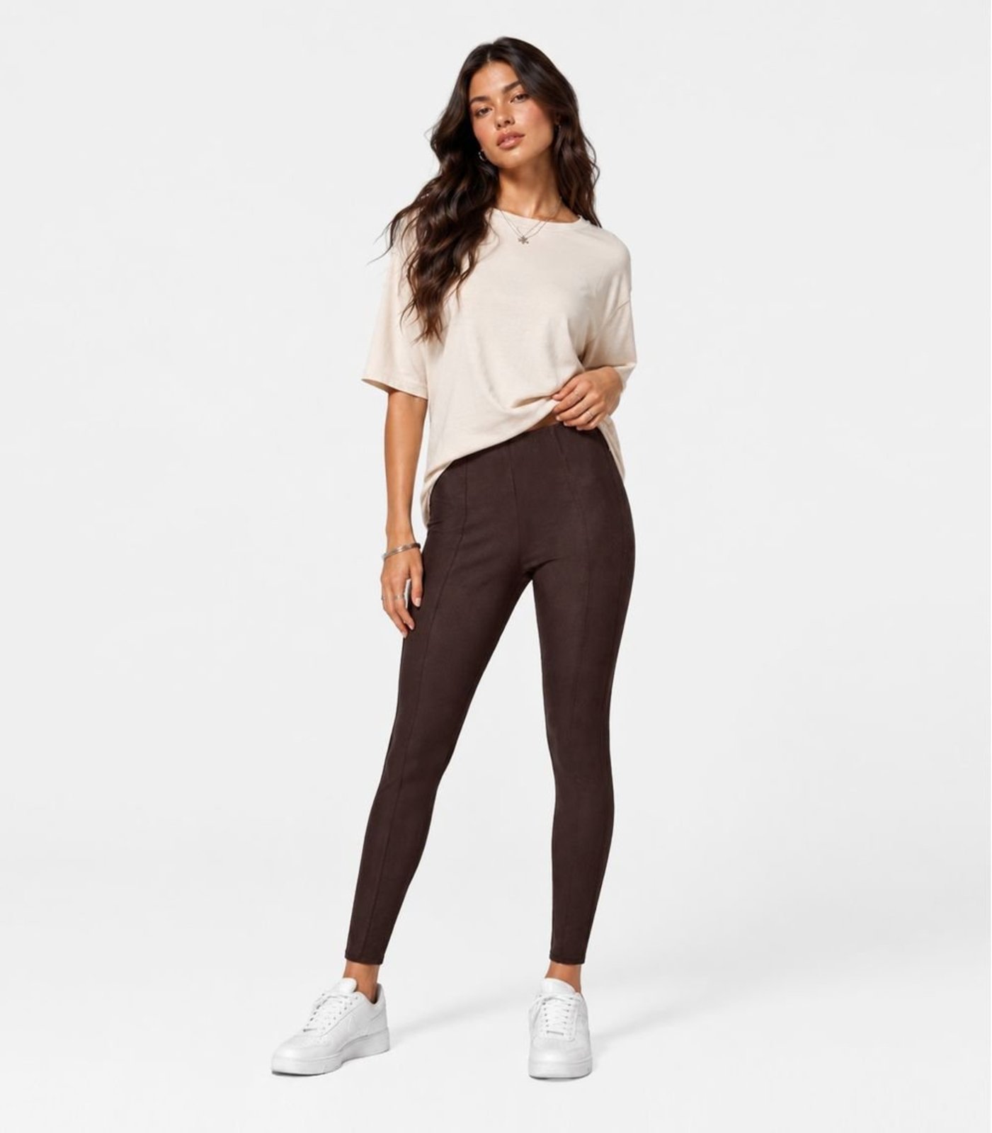 Infantil - Legging Juvenil Em Material Sintético Minty Marrom