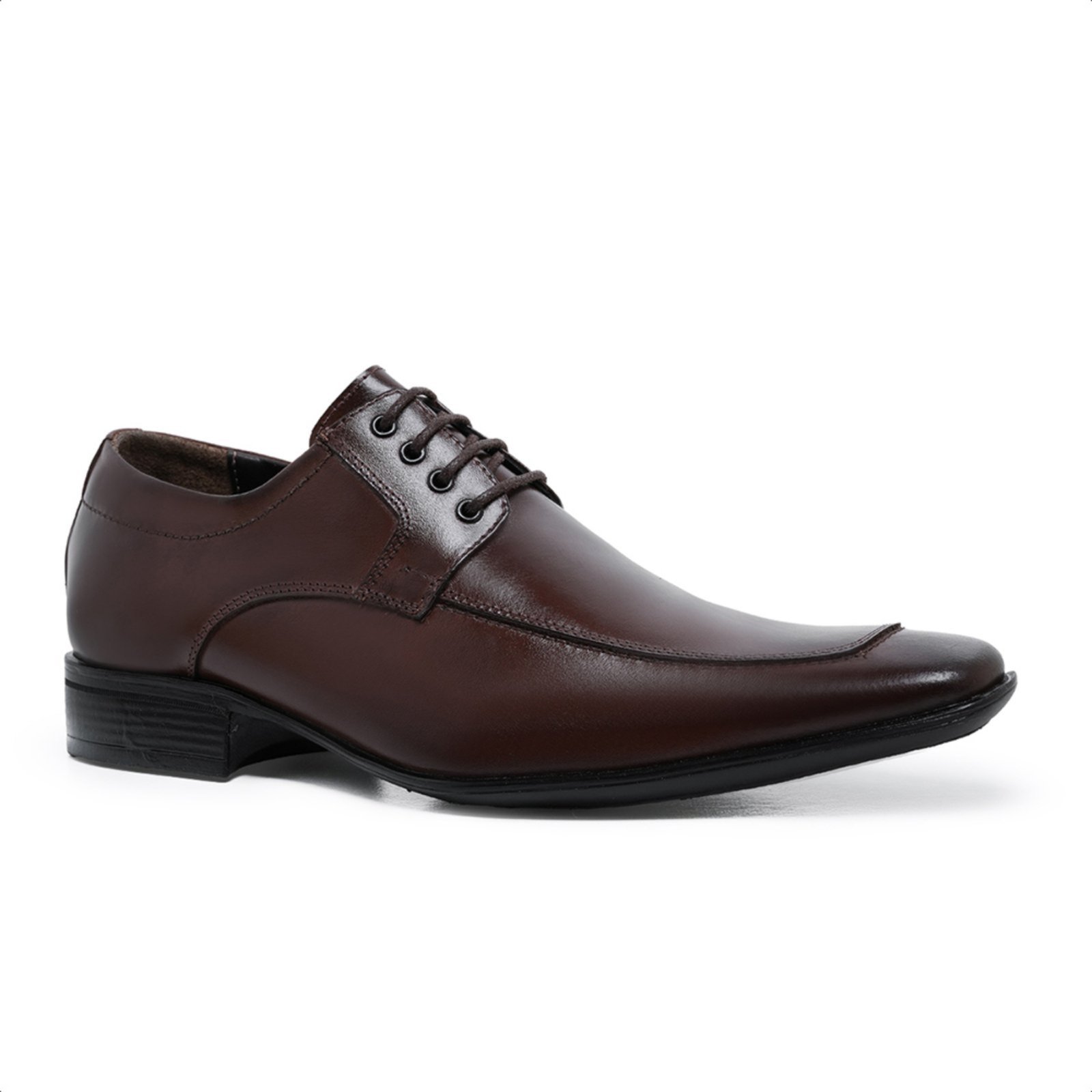 Sapato Social Masculino Malbork Couro Marrom Bico Fino Solado Borracha