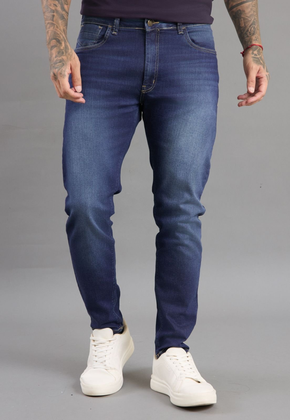 Calça Jeans Masculina Skinny Lavagem Escura com Elastano Dialogo Azul