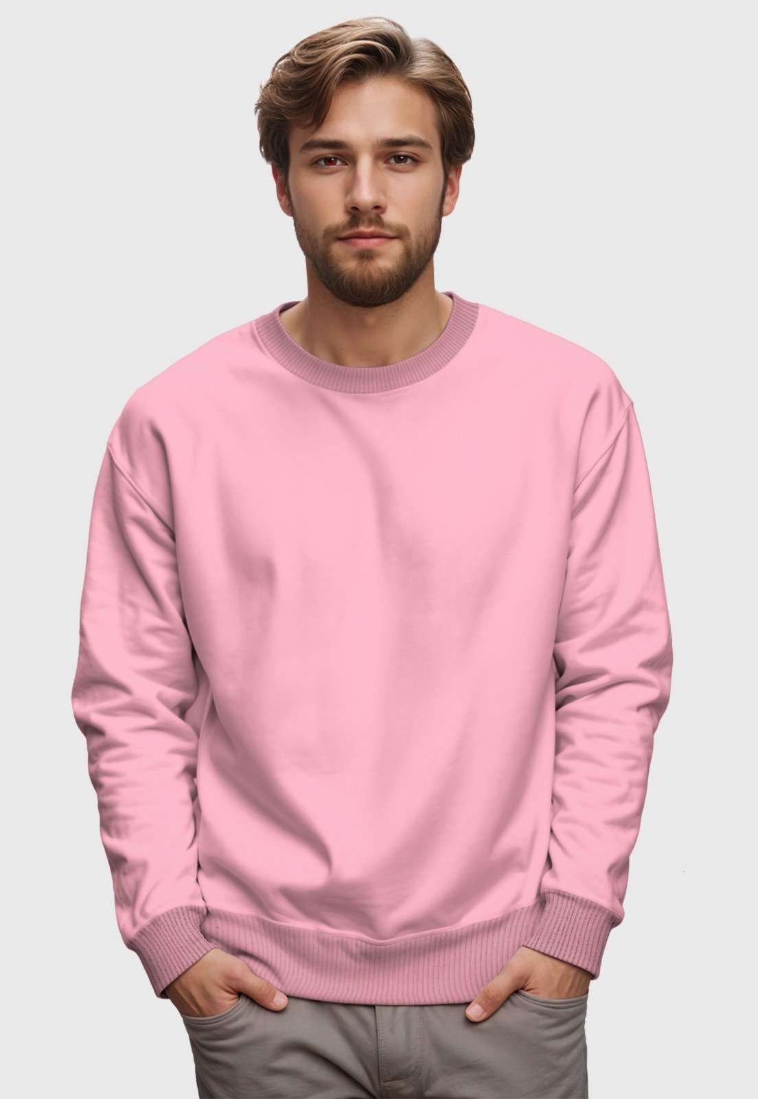 Vista 3 Blusa de Frio Moletom Flanelado Benellys Liso Gola Redonda rosa Benellys rosa