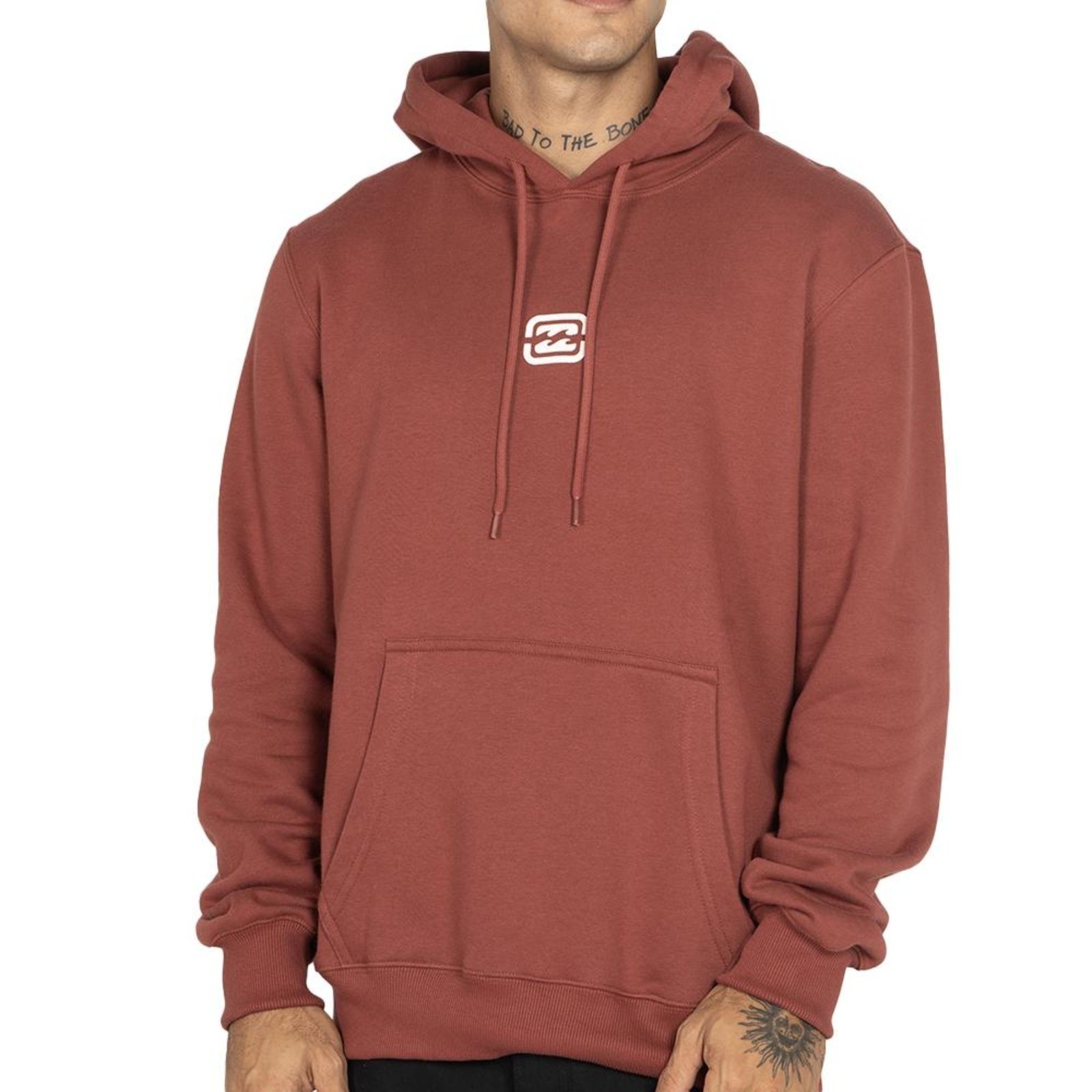 Vista 2 Moletom Billabong Canguru Bracket Wave WT25 Masculino Vinho vermelho Billabong vermelho