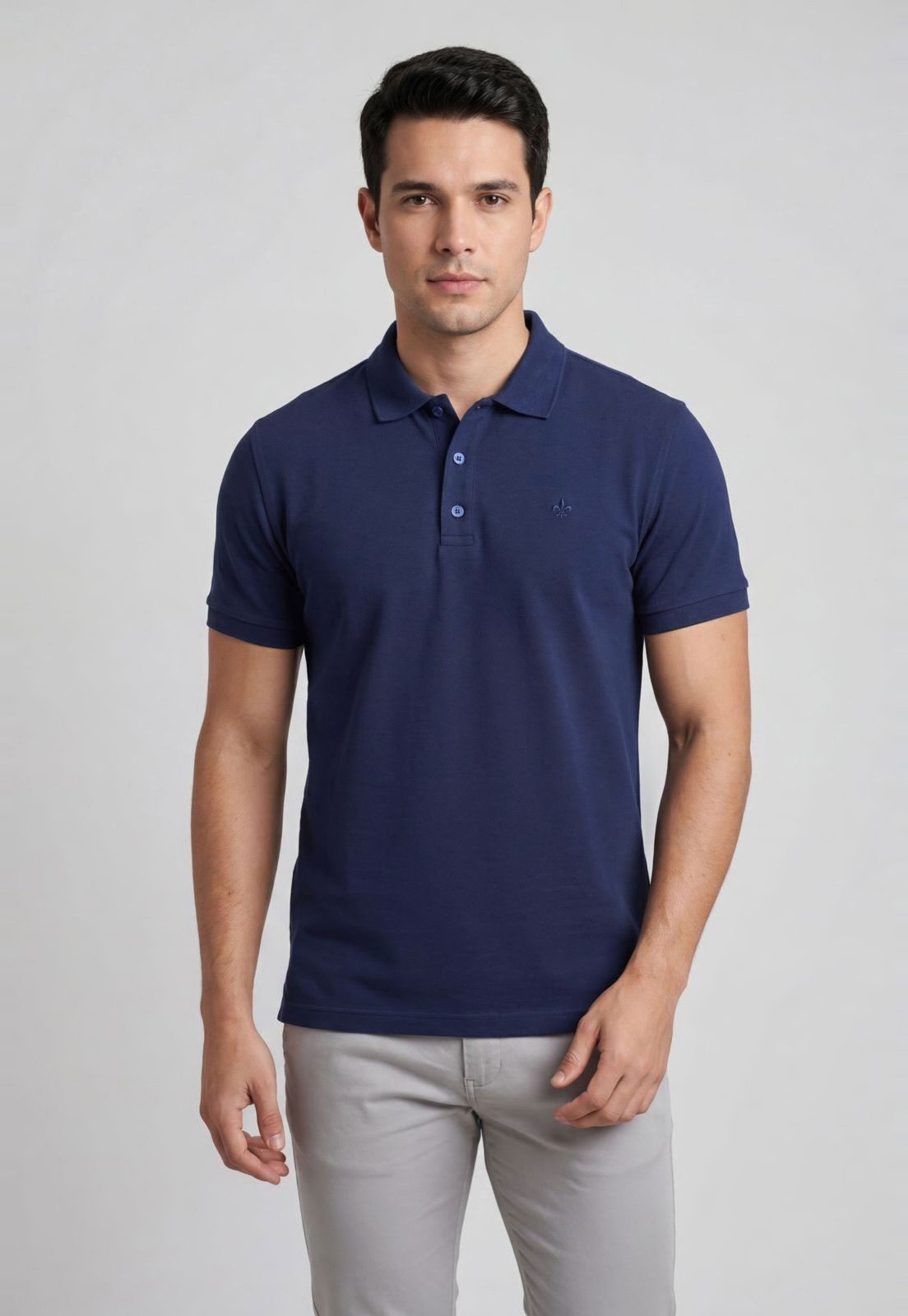 Polo Masculina Dudalina Clássica Algodão Azul
