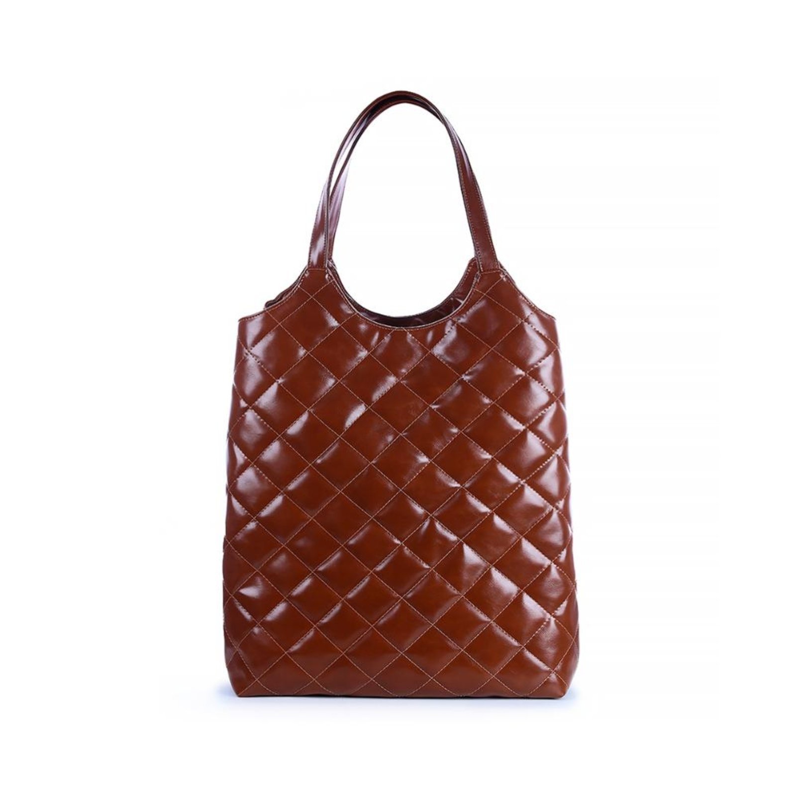 Bolsa Saco Grande 2 em 1 Matelassê Mannu Caramelo Caramelo