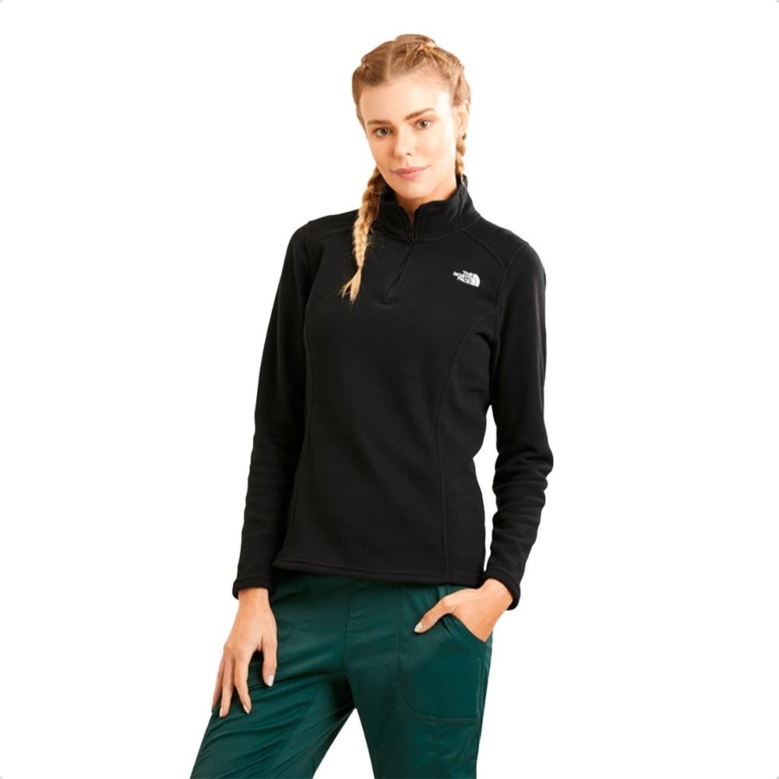 Blusa The North Face Feminina TKA 100 Fleece Glacier 1/4 Zíper Preto
