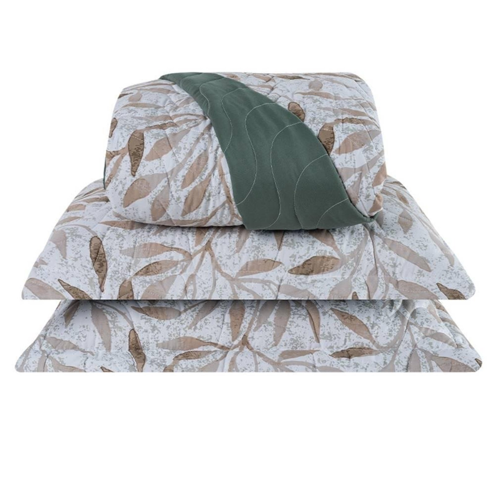 Cobre Leito Queen Colori Dupla Face 200 Fios 3 Peças - Outono Verde