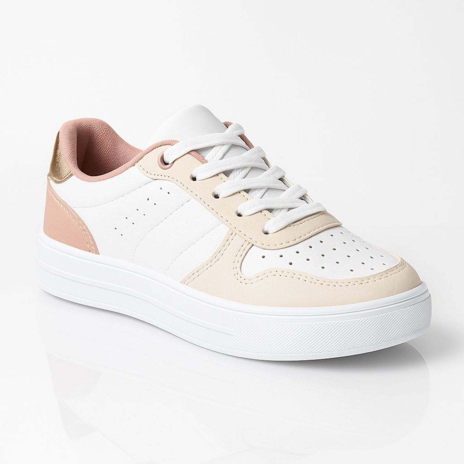 Tênis Feminino Branco Casual Sneaker Liso Rose Sola Moda Chunky Confortável