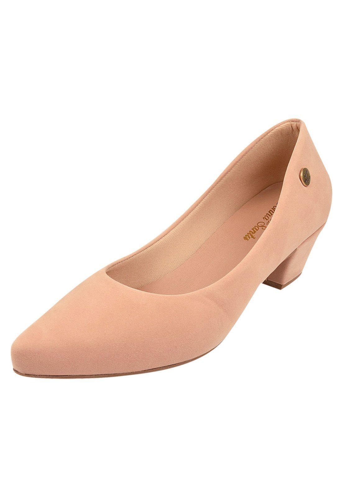 Scarpin Donna Santa Bico Fino Salto Baixo Nude