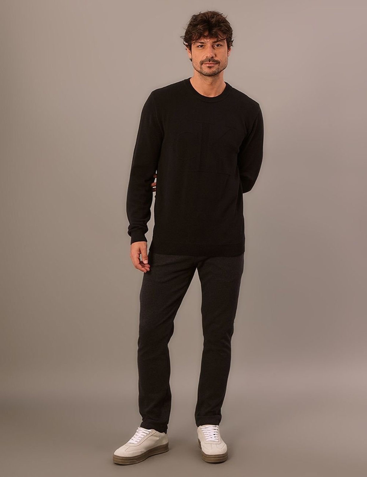 Tricot Masculino Calvin Klein Jeans Maxi Ck - Preto Calvin Klein Jeans
