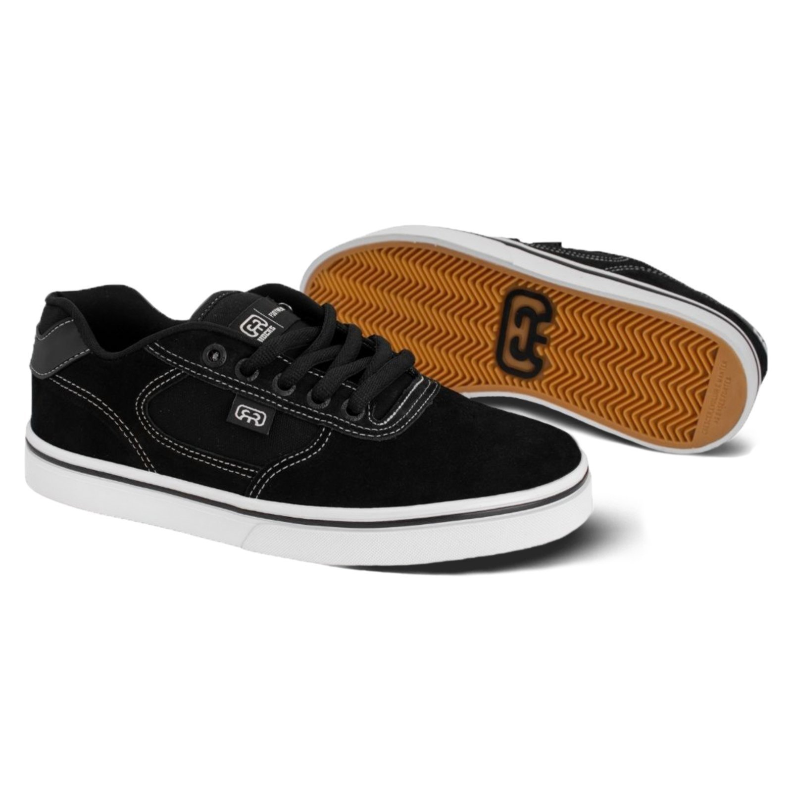 Vista 2 Tênis Hocks Skate Flat Lite Black Line White Preto preto black Hocks preto black