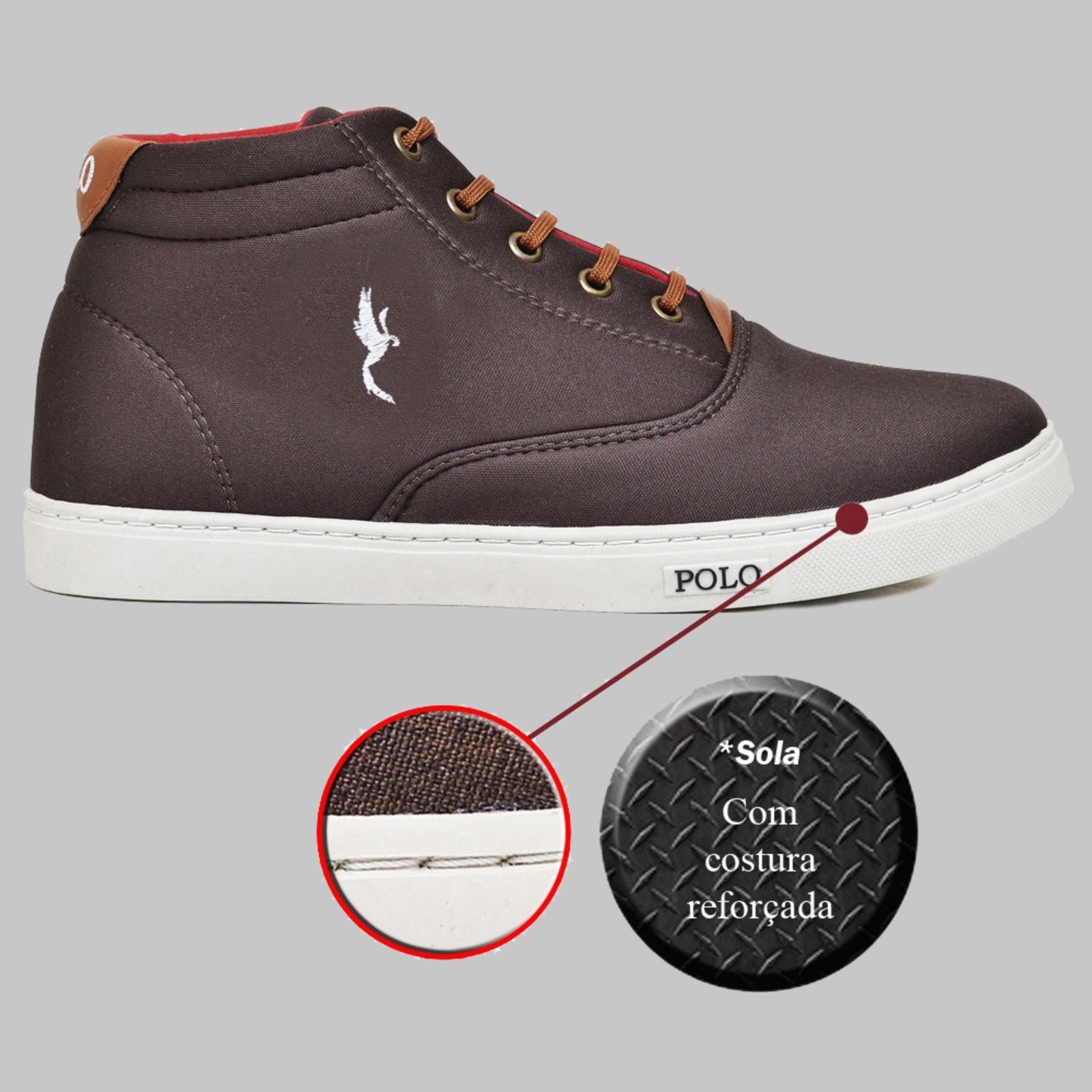 Sapatênis Masculino Cano Médio 7800 Café Polo Blu