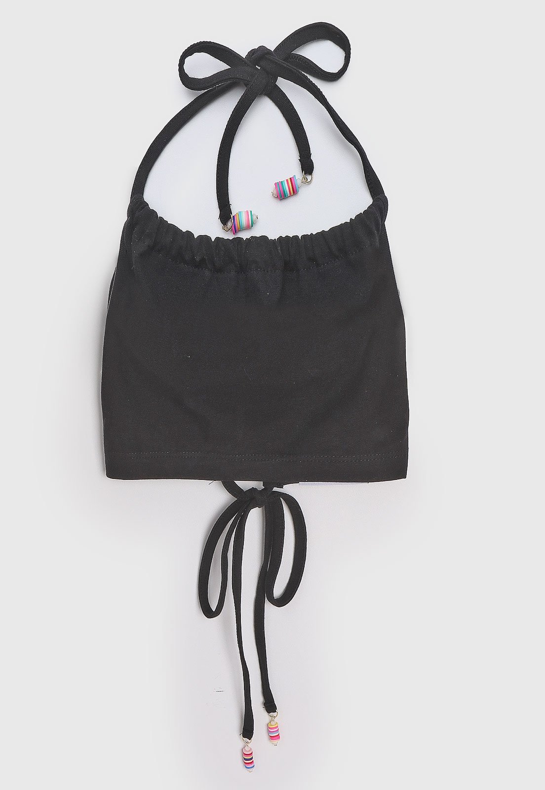 Vista 2 Infantil - Regata Cropped Colcci Fun Frente Única Amarração Preta preto Colcci Fun preto