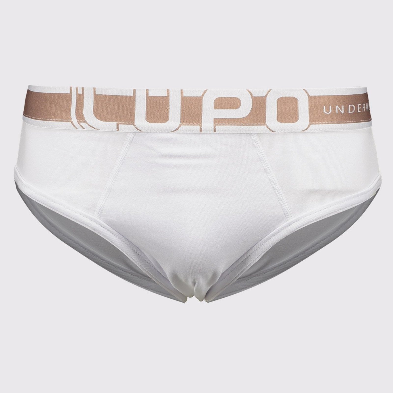 Cueca Slip Lupo Algodão com Elastano Branca e Marrom