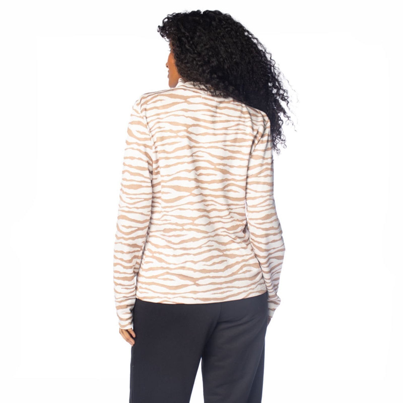Vista 3 Blusa Feminina Malha Giraffe Zebra Off White/Dourado off-white white Giraffe off-white white