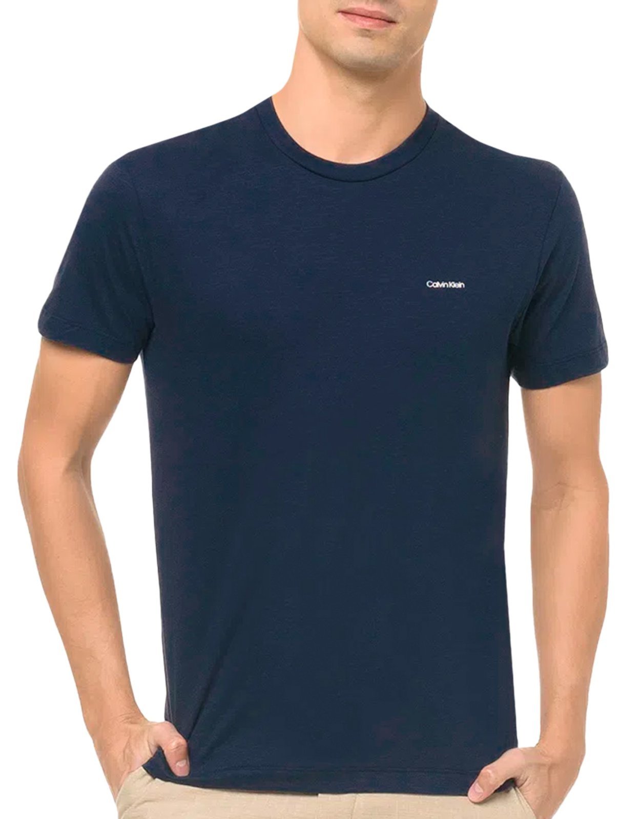 Camiseta Calvin Klein Masculina Flame New Logo Azul Marinho