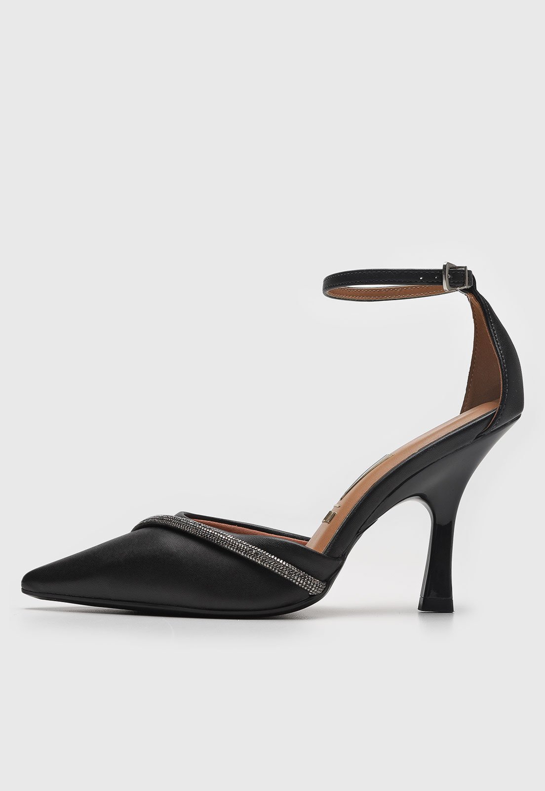 Scarpin Feminino Vizzano Salto Baixo Pedrarias Preto