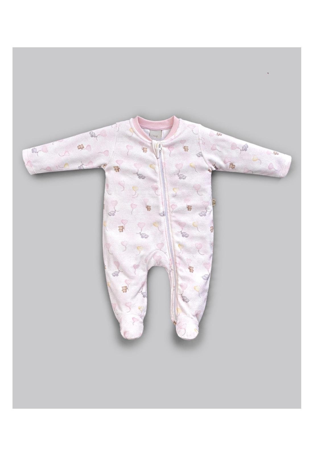 Infantil - Macacao Longo Menina Rosa Anjos Baby P Rosa