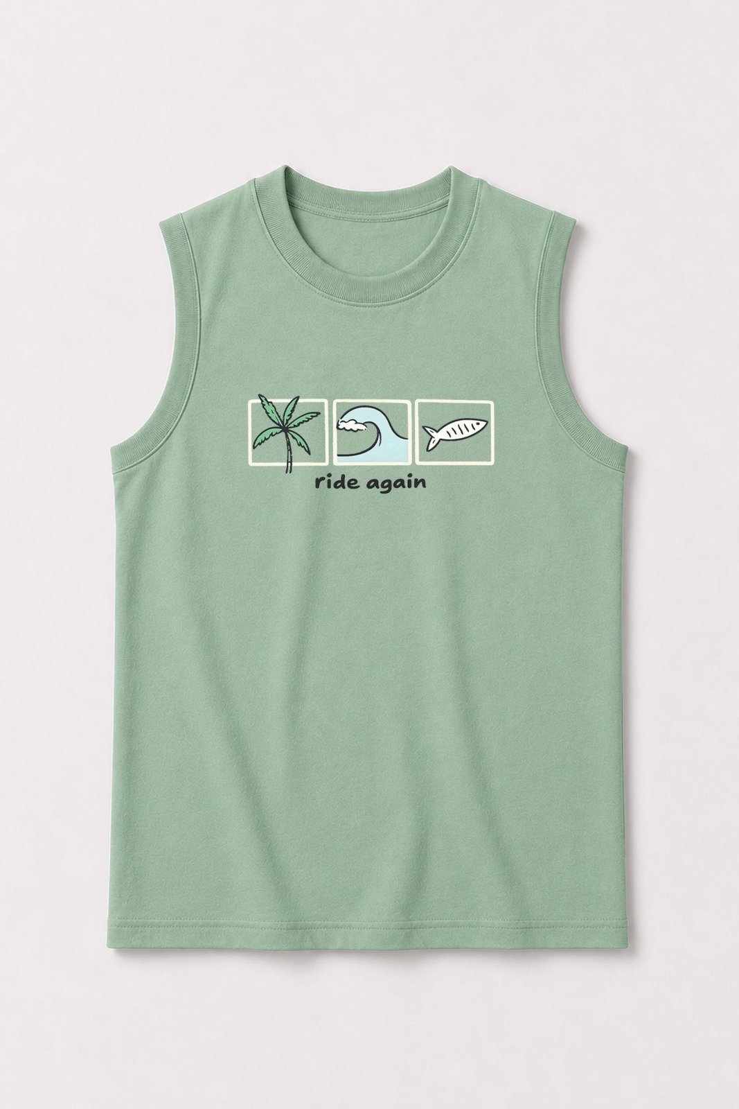 Infantil - Camiseta Regata Masculina Algodão Ride Again Verde Menta - Babei no Look