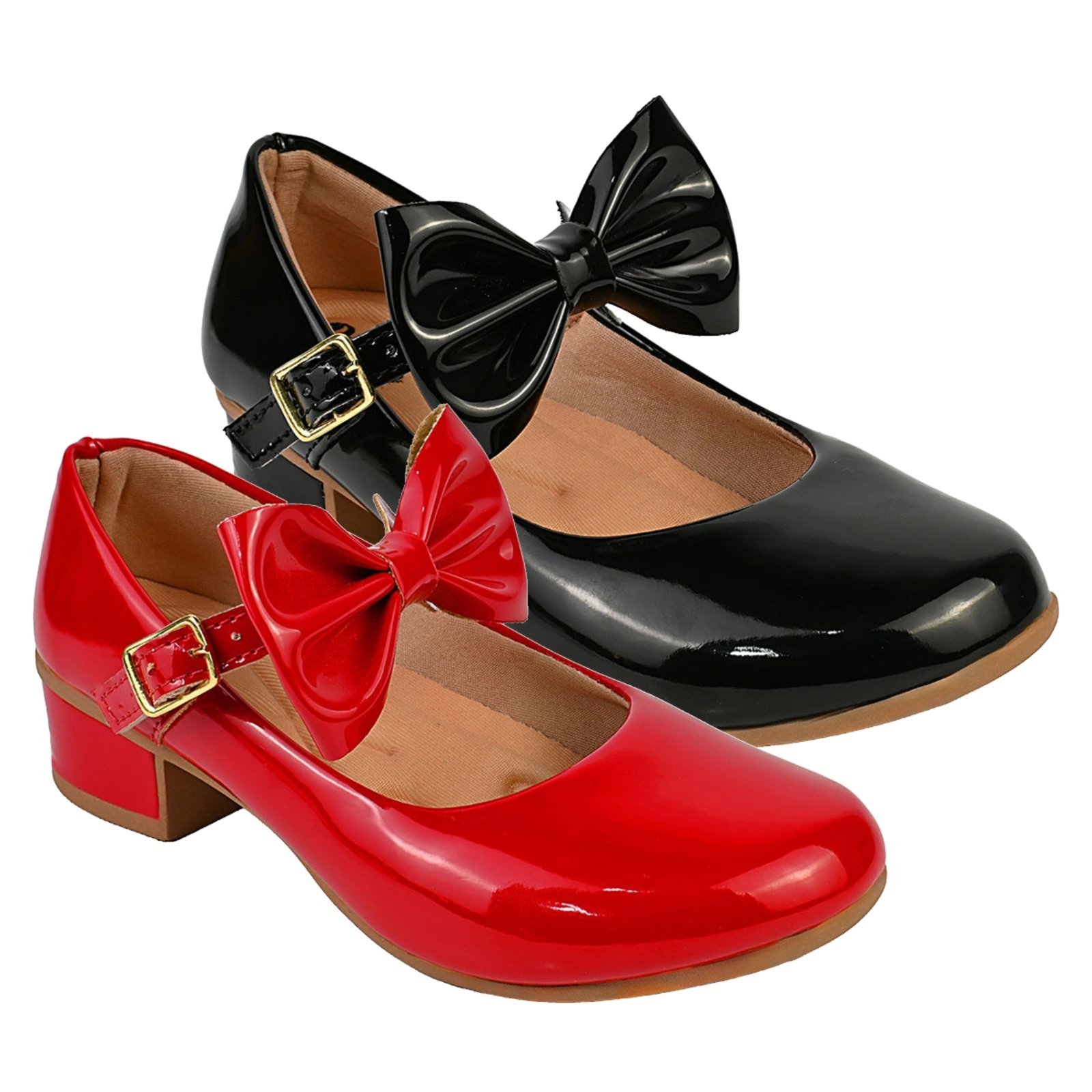 Infantil - Kit Com 2 Pares Sapatilha Feminina De Menina Boneca Do 28 Ao 36 101 - PRETO E VERMELHO 505