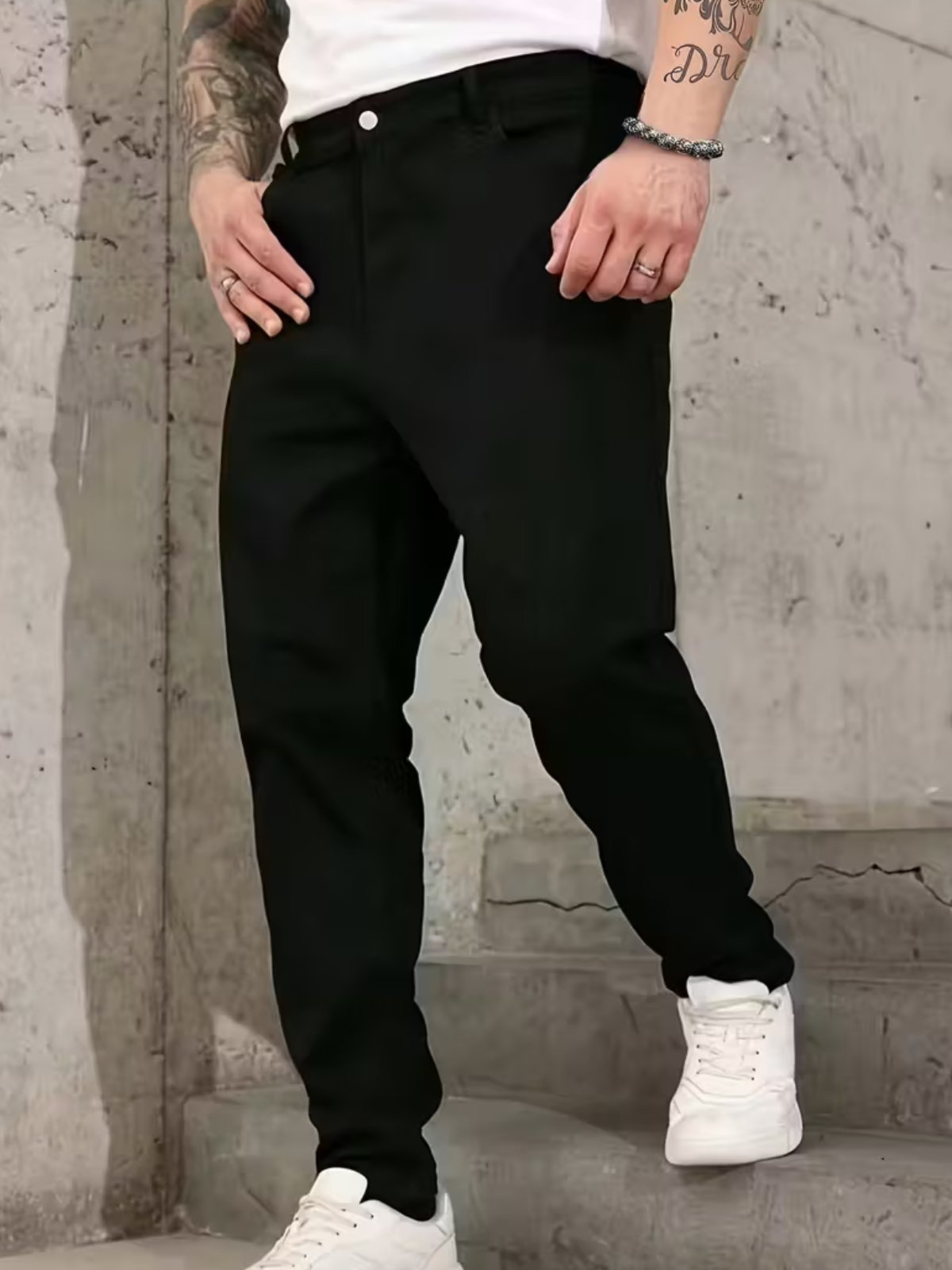 Calça Sarja Masculina Estilo Renovado Preta Básica e Confortável