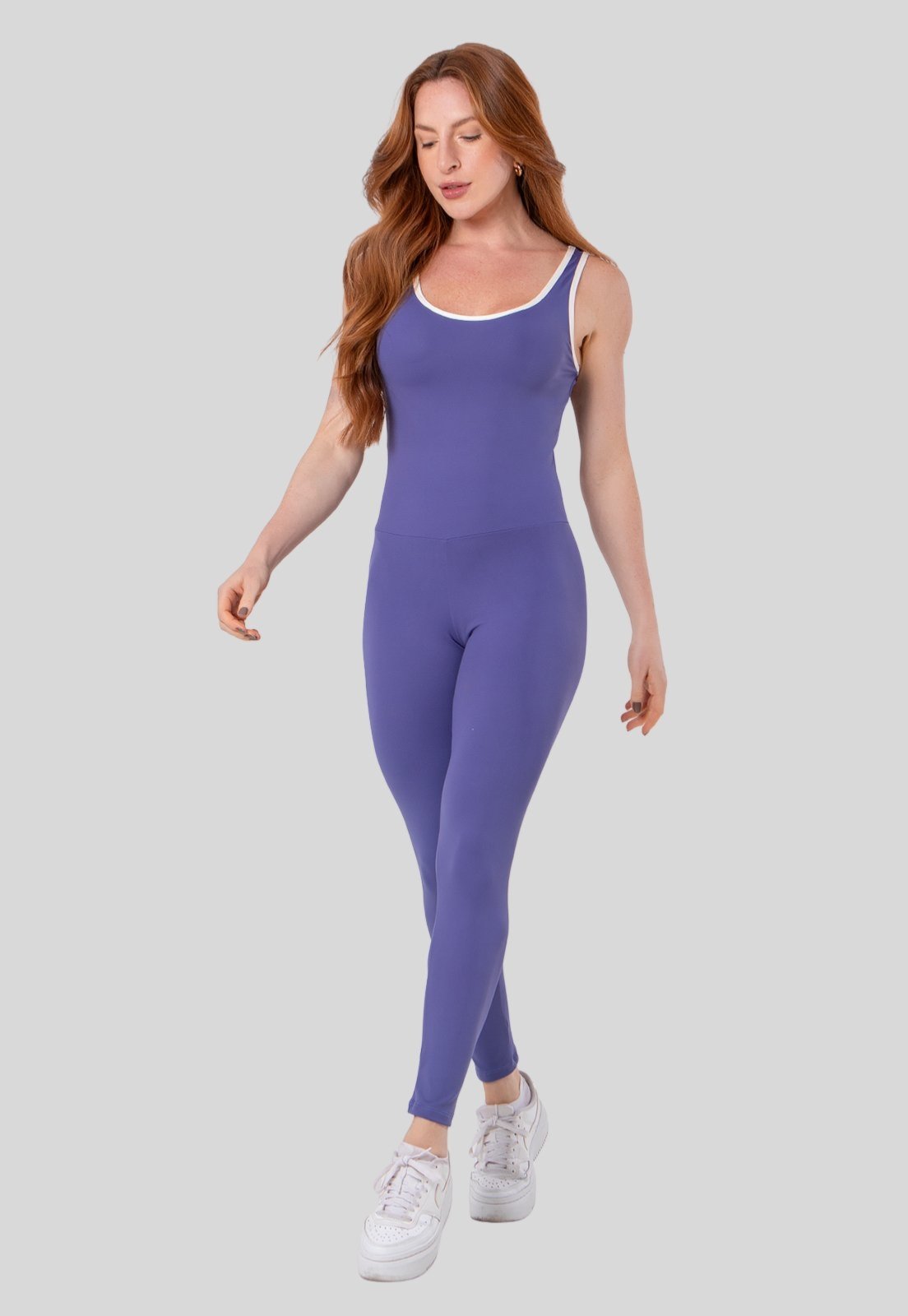Macacão Feminino Poliamida Fitness Viés Off White Zero Transparência Academia