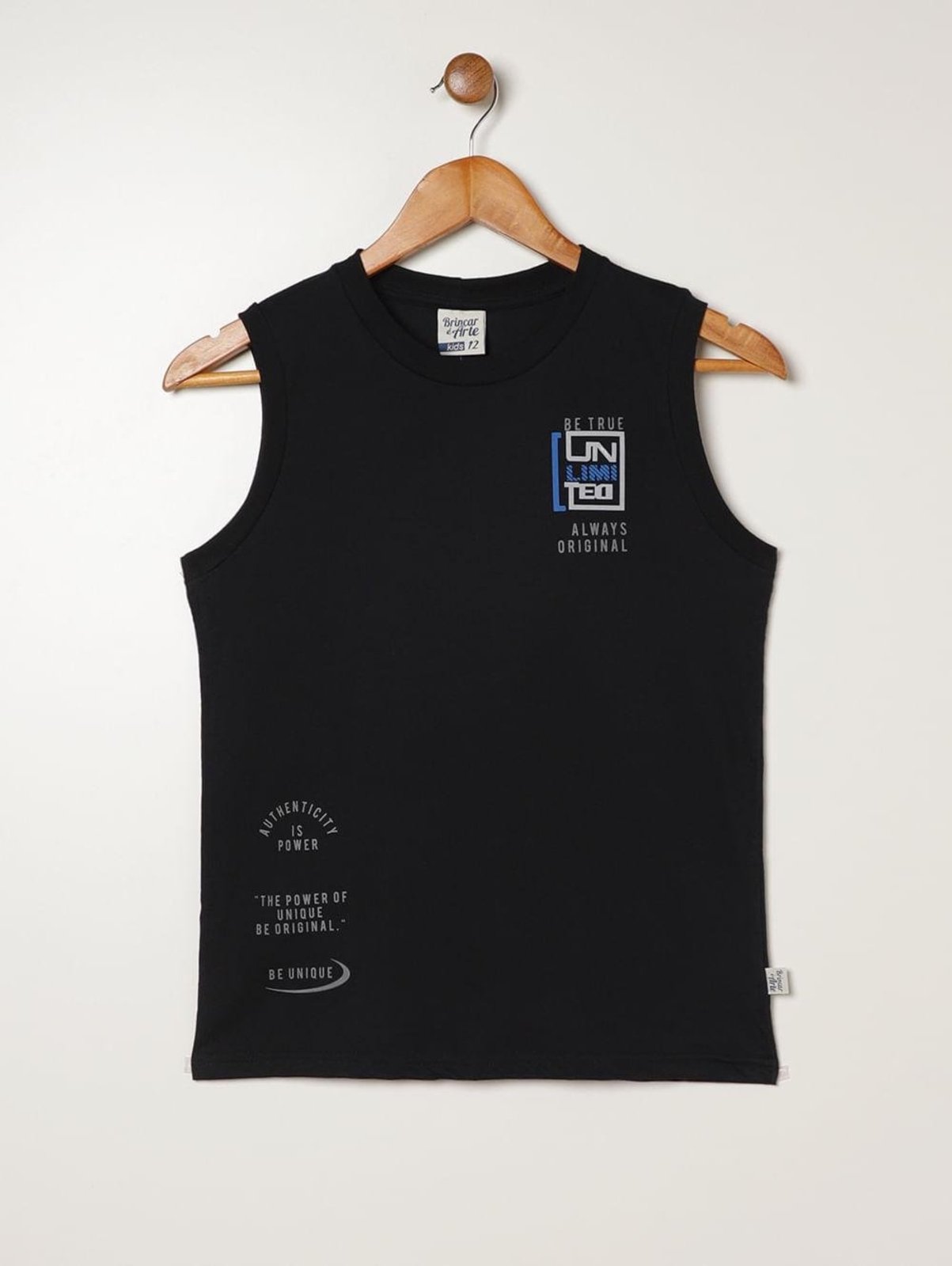Infantil - Camiseta Regata Juvenil Para Menino - PRETO