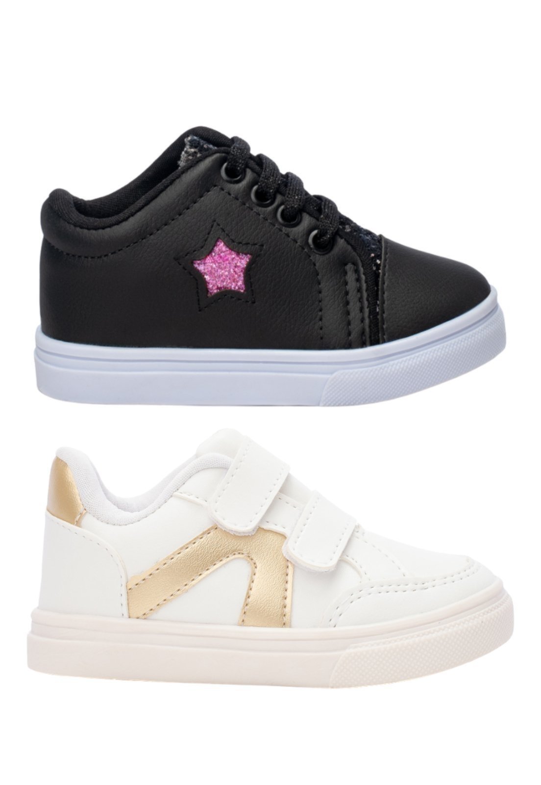 Infantil - Combo 2 Pares de Tênis Casual Menina Funfy 3475A Bege
