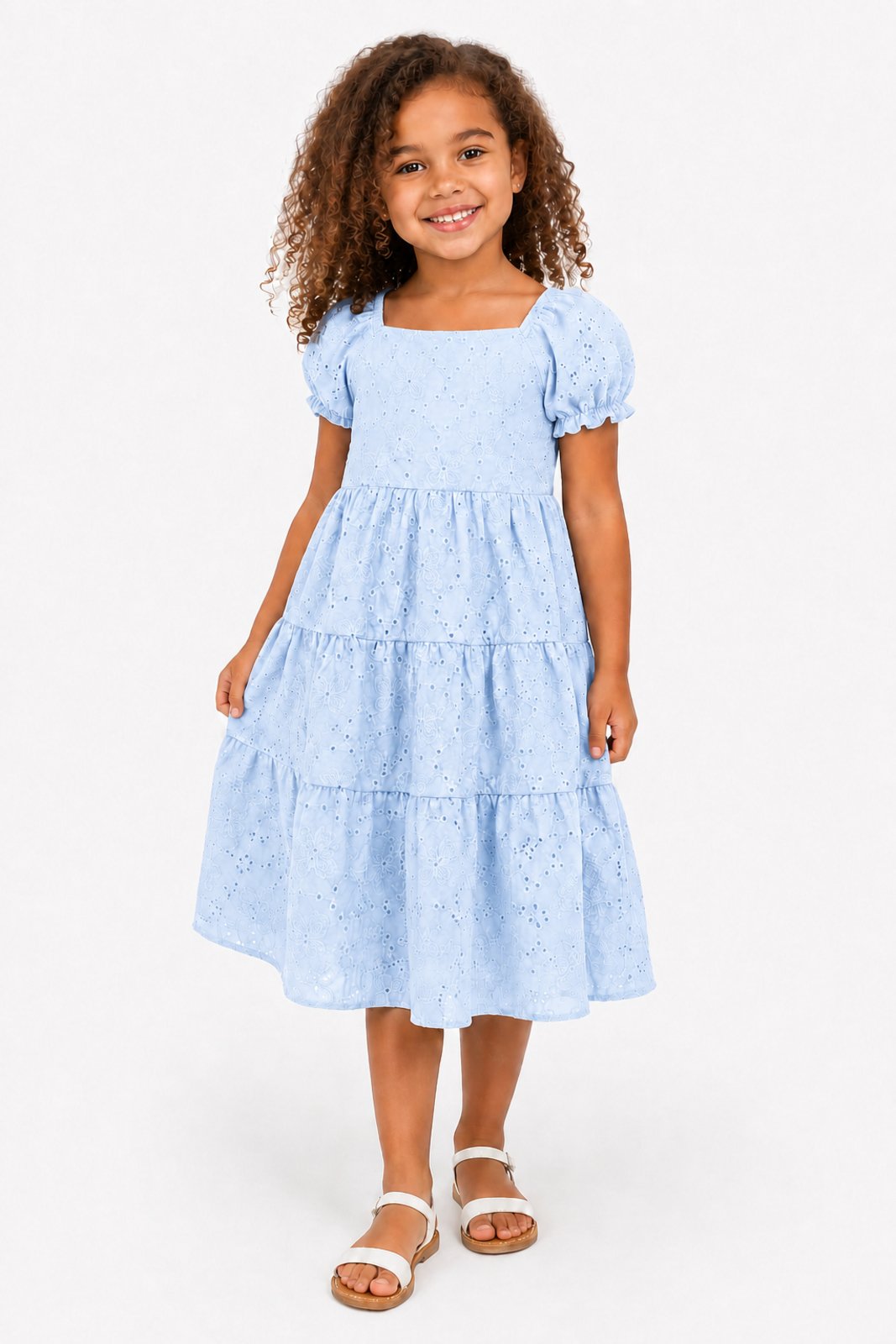 Infantil - Vestido D Bell Outlet Fashion Bordado Azul Claro