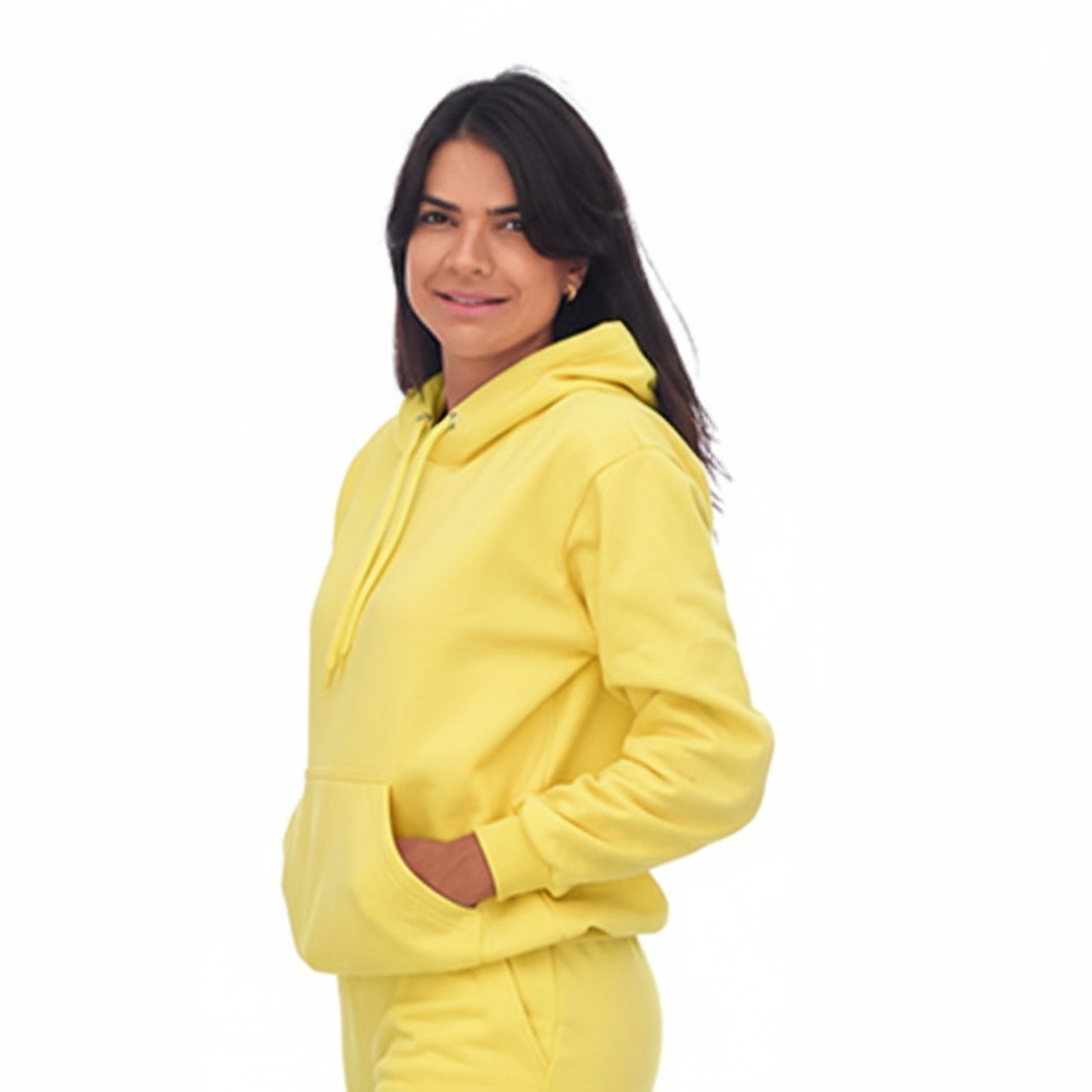 Blusa Moletom Bolso Canguru e Capuz Adulto Amarelo Aliarthe