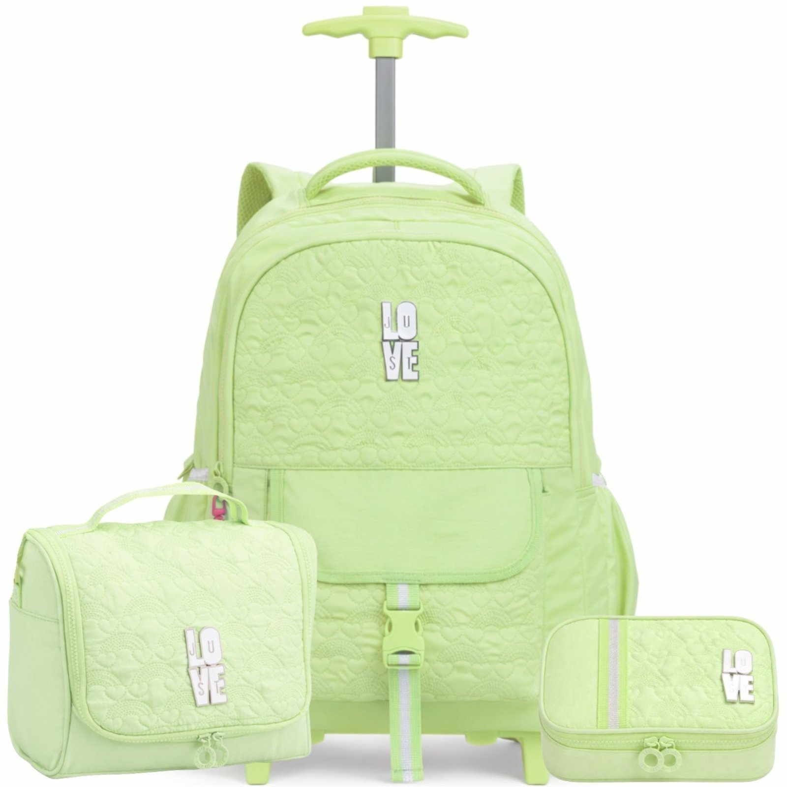 Infantil - Mochila de Rodinha Escolar Bordada Grande Amarelo