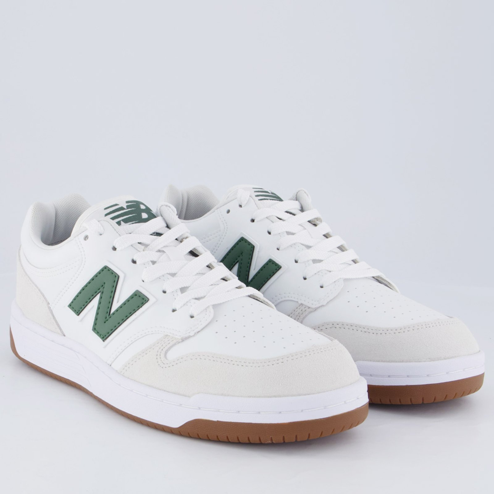 Vista 3 Tênis New Balance 480 Low Feminino Branco e Verde branco verde New Balance branco verde