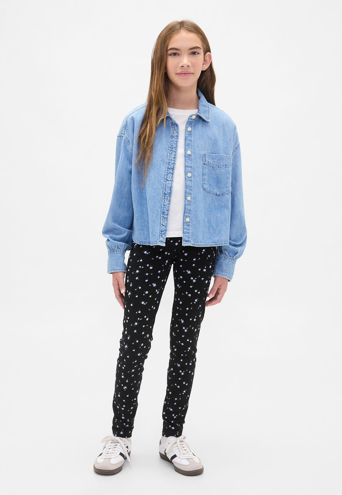 Infantil – Calça GAP Floral Preta