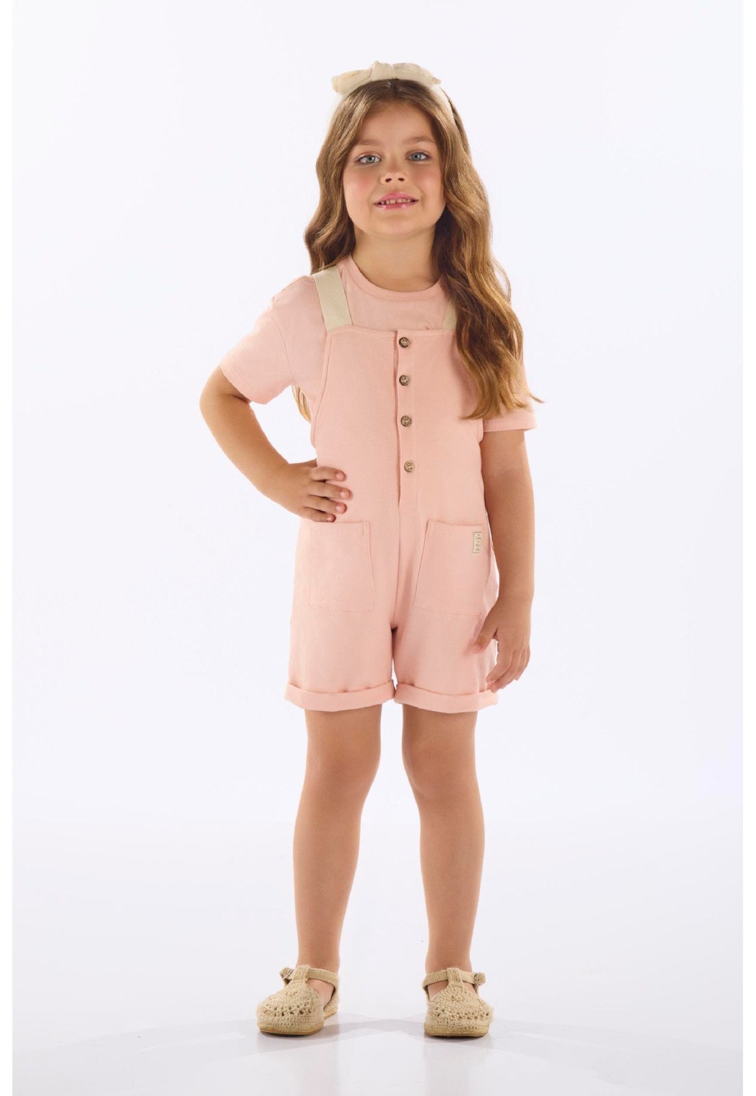 Infantil - Conjunto com Jardineira e Camiseta Up Baby Rosa
