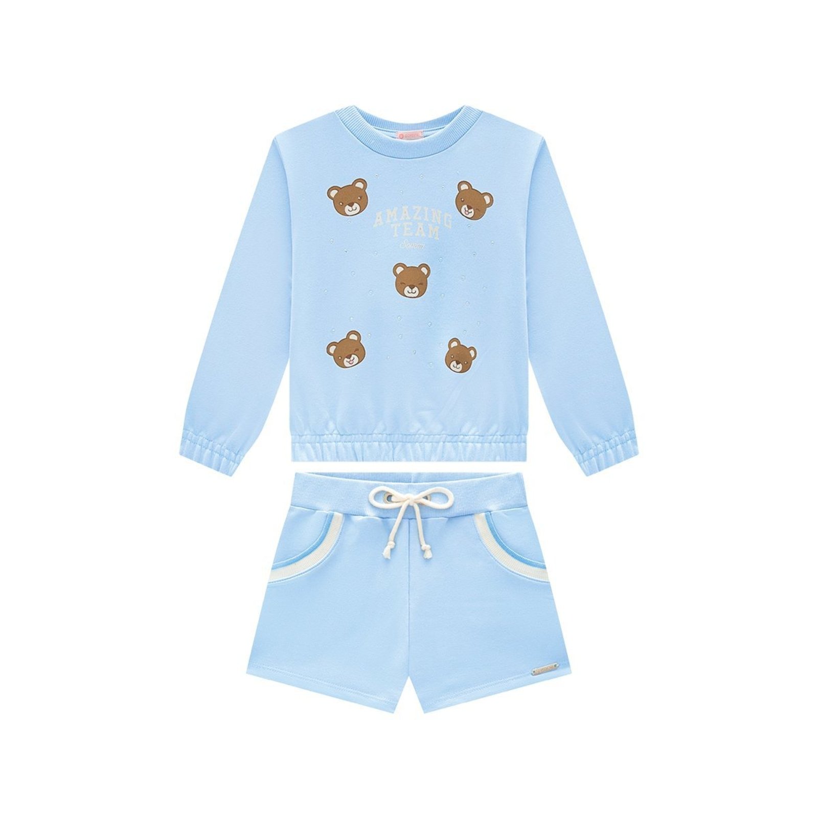 Infantil - Conjunto Feminino Blusão e Bermuda em Moletinho