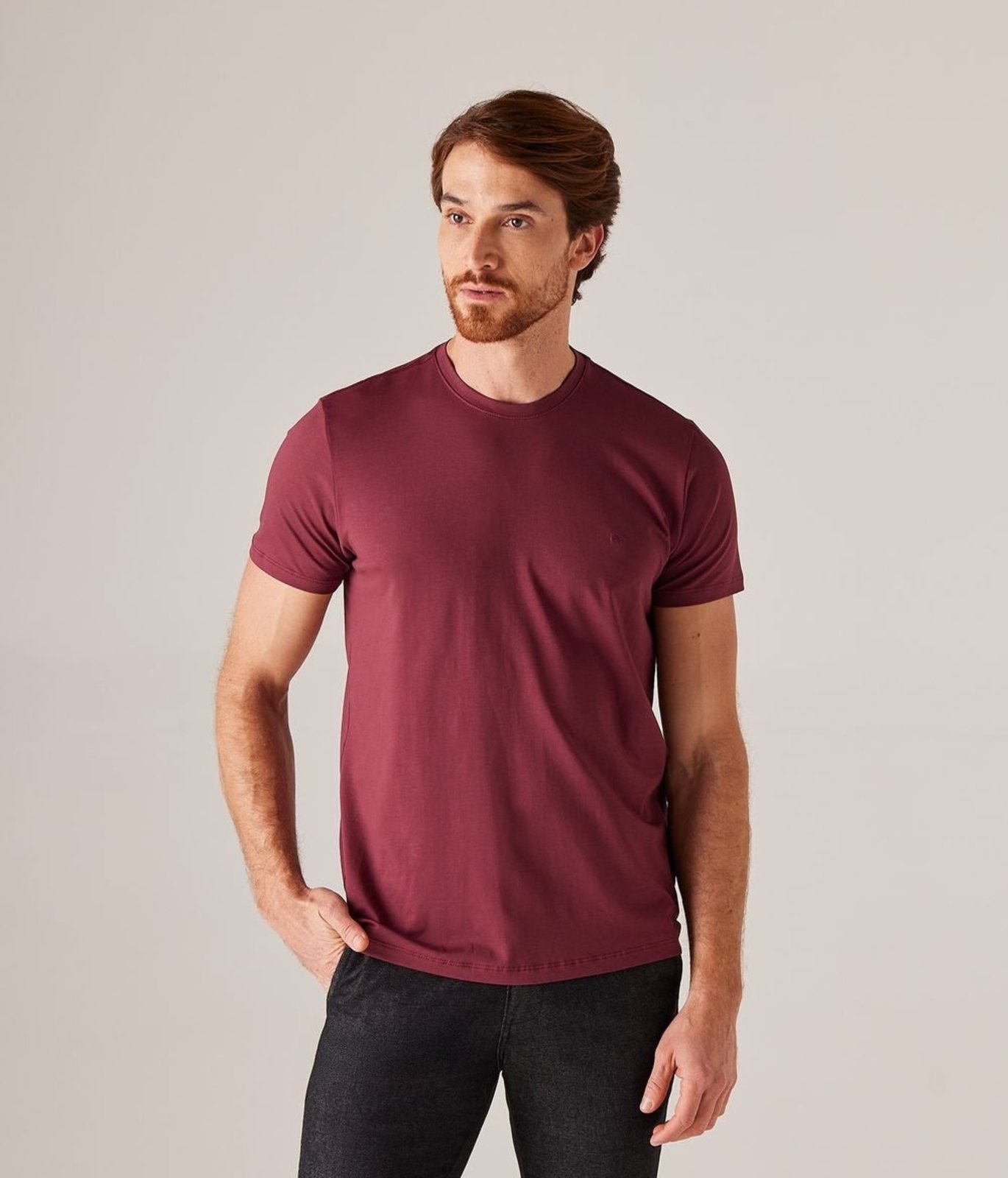 Camiseta Makenji Pima Com Bordado Mk Masculina Bordo