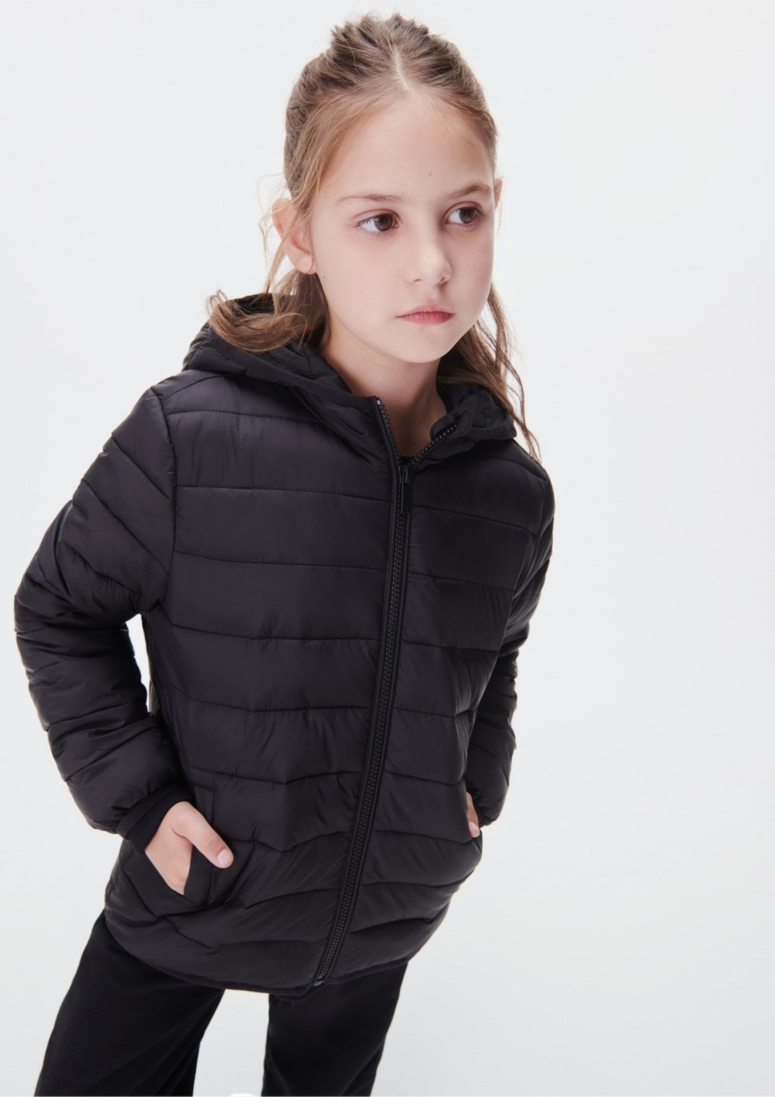 Vista 2 Infantil - Jaqueta Puffer Unissex Com Capuz Hering Hering Kids preto Hering Kids preto