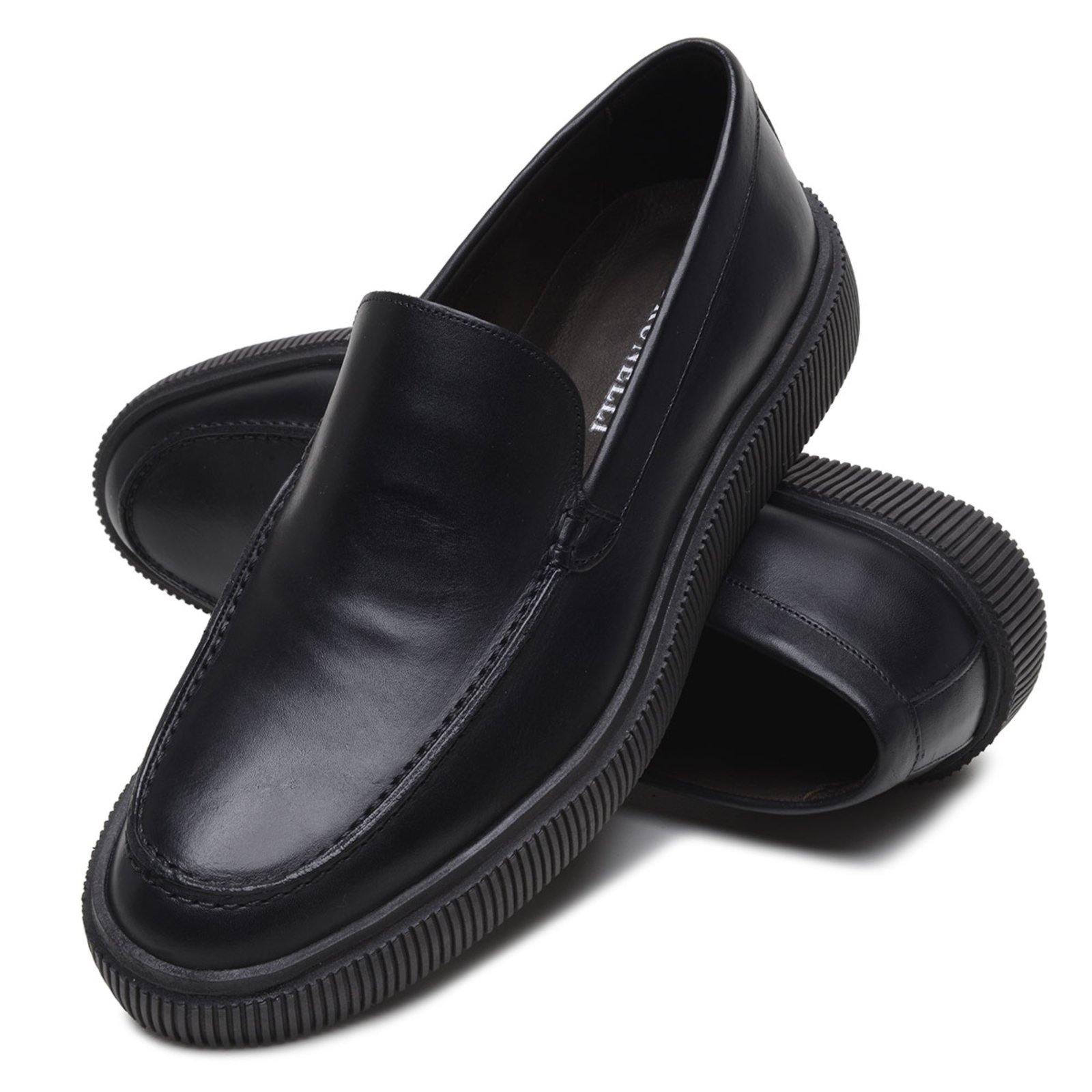Sapato Masculino De Couro Veritimo Mocassim Casual Social Slip On Oxford Elegante Versátil Preto