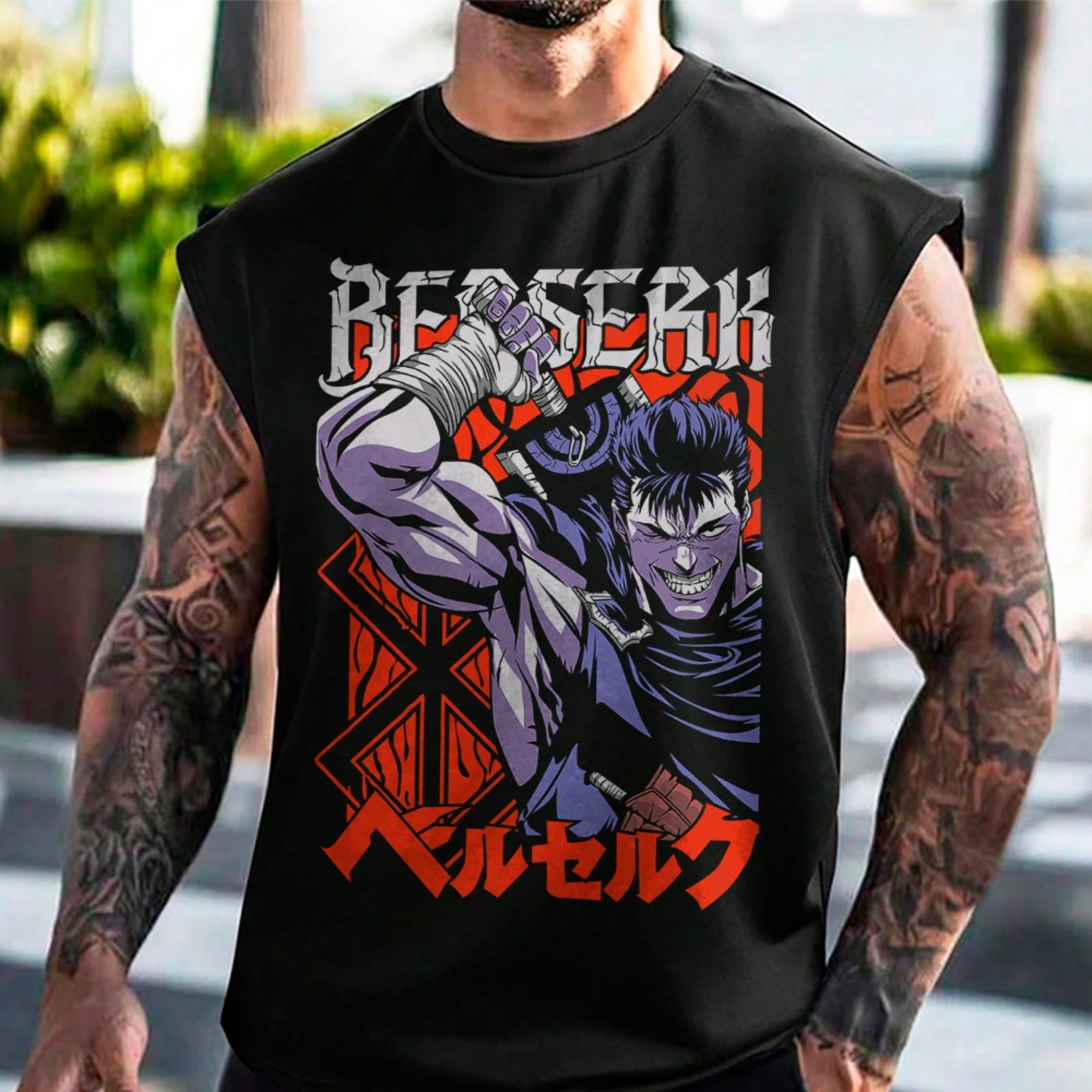 Camiseta Regata Machão Guts Berserker Brutal Guerreiro Masculina Preto