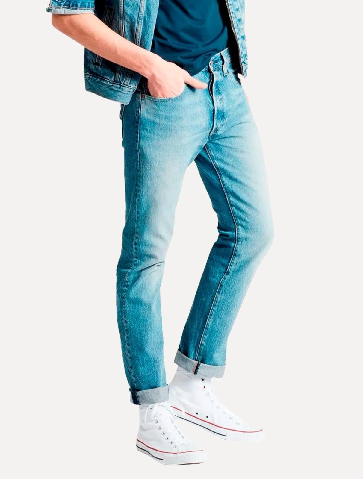 Calça Jeans Levis 501 Original Stretch Azul Clara
