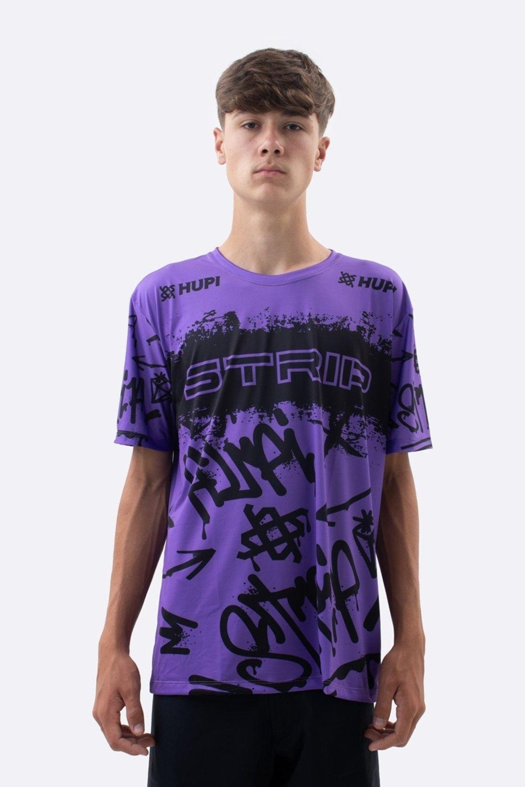 Camiseta Masculina HUPI Bike STRIP Roxo e Preto Roxo