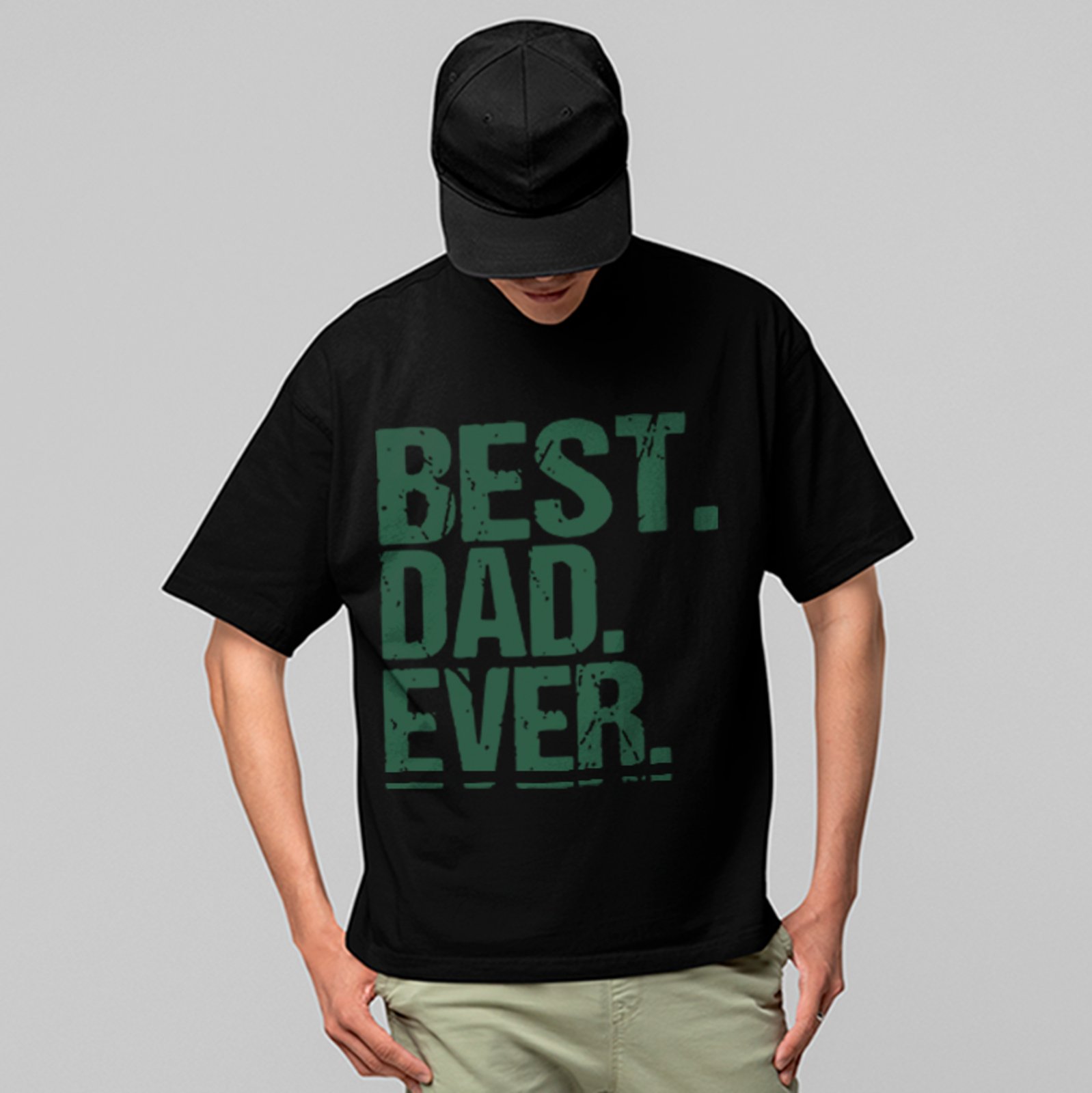 Camiseta Oversized Best Dad Ever Estilo Casual Unissex Preto