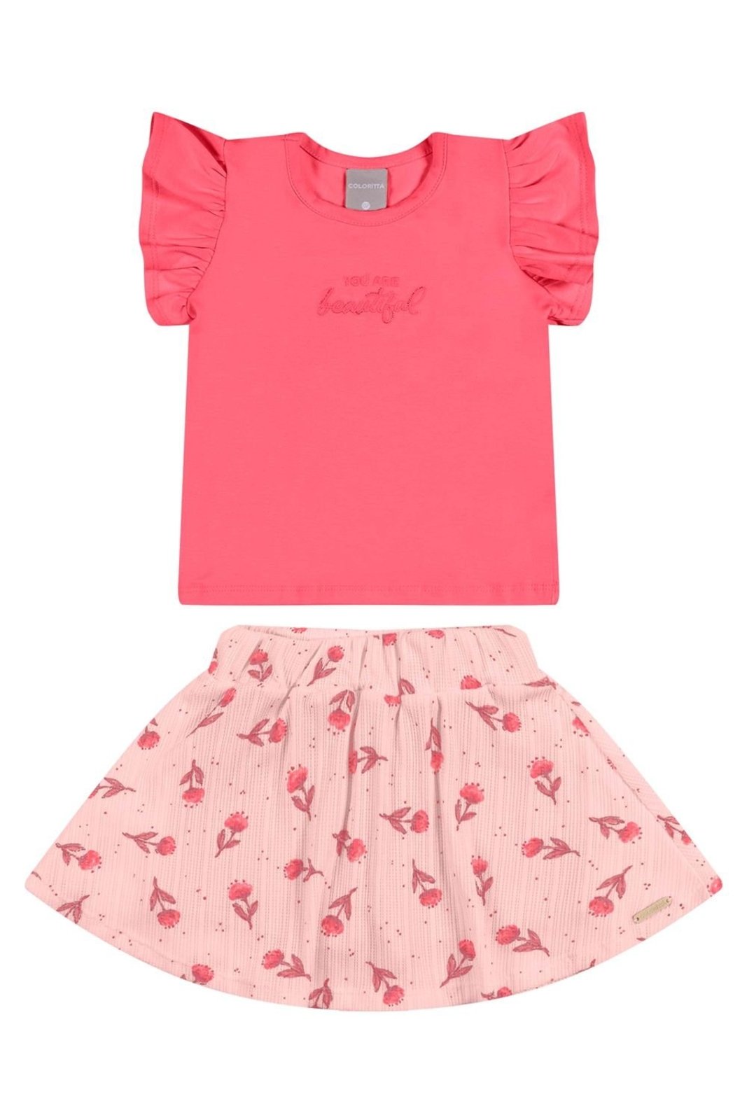 Infantil - Conjunto Curto Menina Bordado Colorittá Rosa