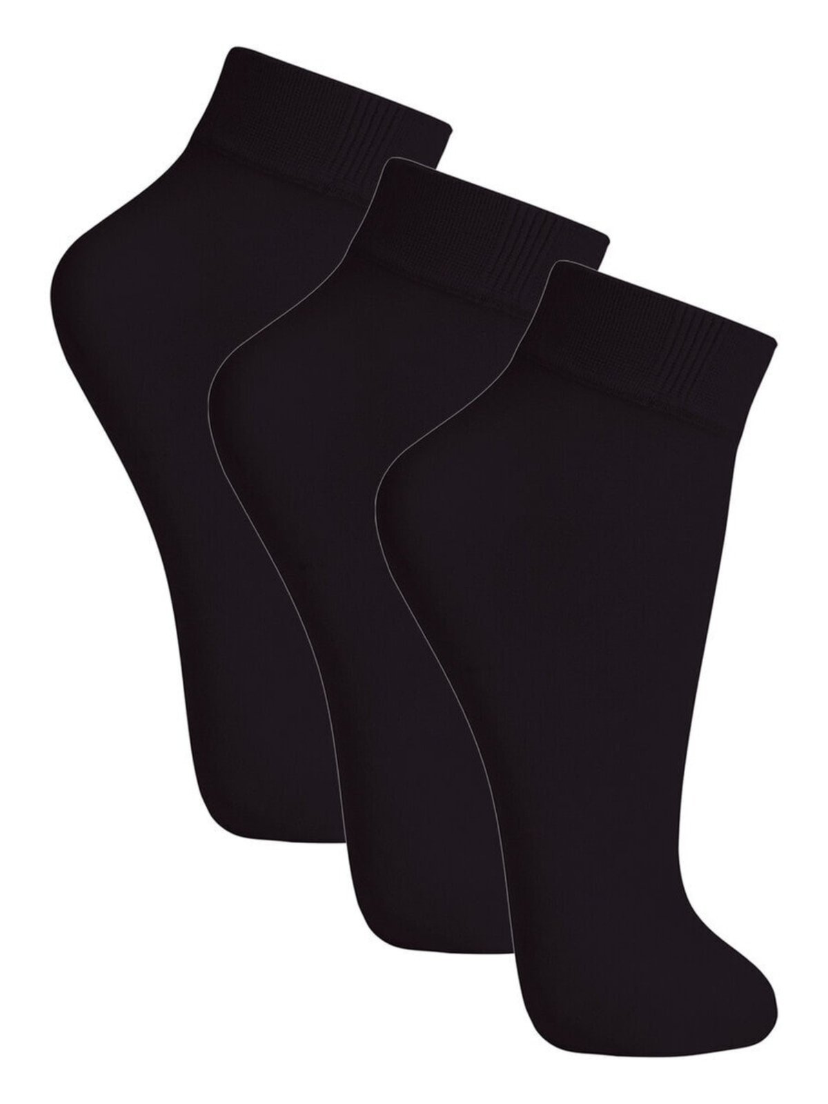 Kit com 3 Meias Soquete Fio 20 Loba 5530-001 Preto