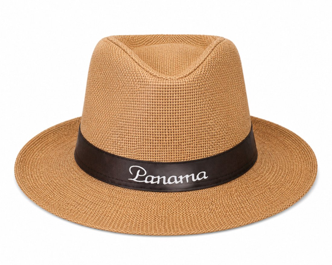 Chapéu Panamá City Aba Média Casual Clássico Elegante Leve Unissex Atemporal Versátil Verão Fino Sofisticado - Caramelo