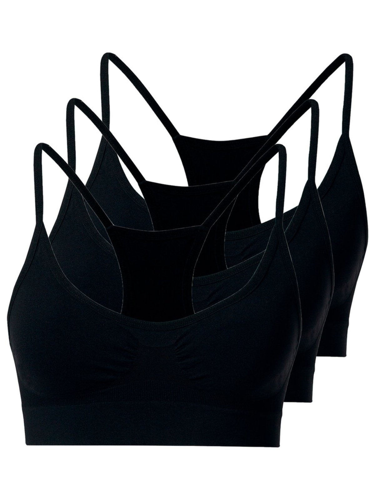 Kit com 3 Tops Nadador sem Aro e sem Bojo She 753.02 Preto
