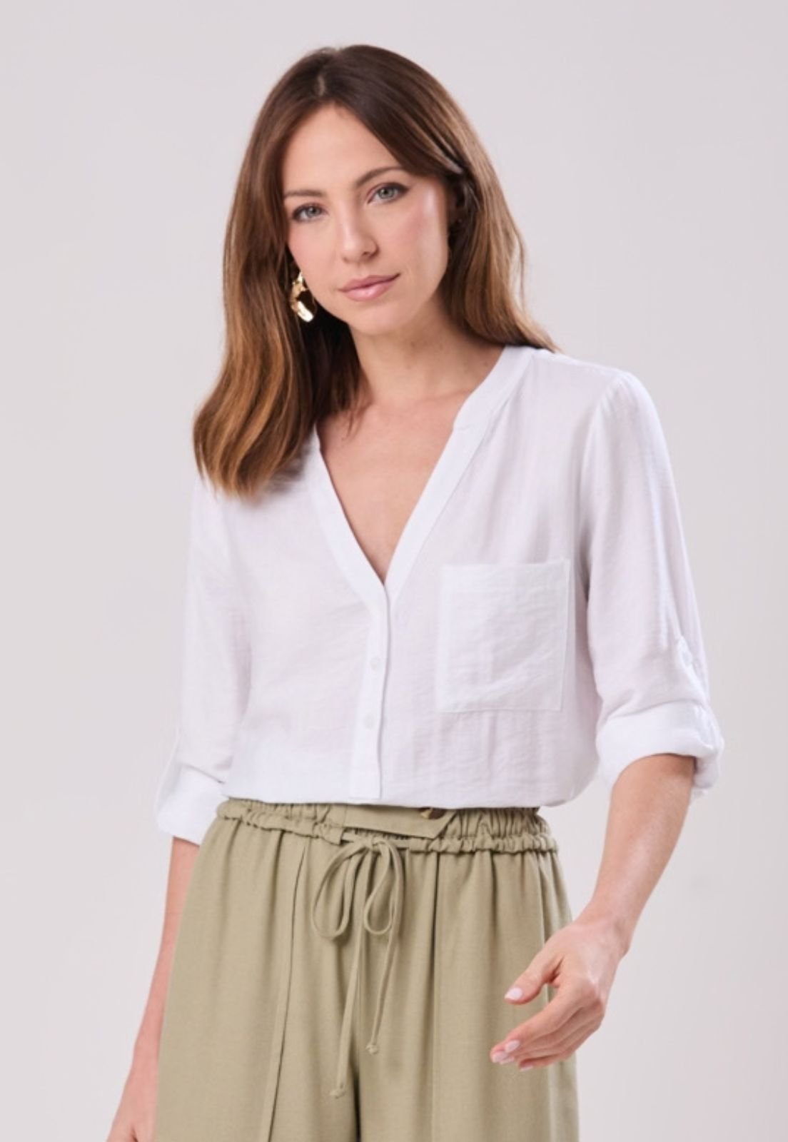 Camisa Viscose Creponada Miss Joy 6728 Manga 7/8 Off