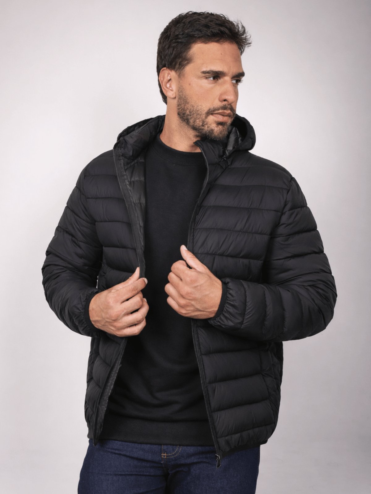 Jaqueta Masculina Nylon Bobojaco Impermeável Puffer Acolchoada Corta Vento Capuz Removível Confortavel Casual Tecido Premium Ultra Leve