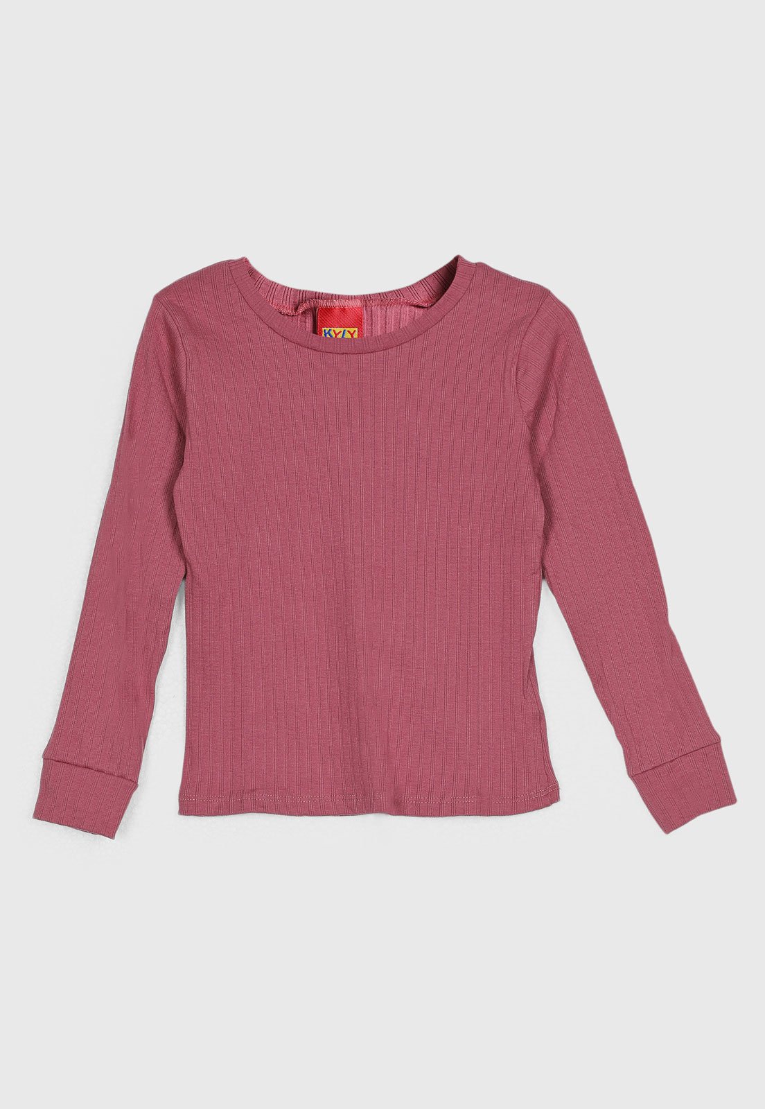 Infantil - Blusa Kyly Manga Longa Canelada Rosa
